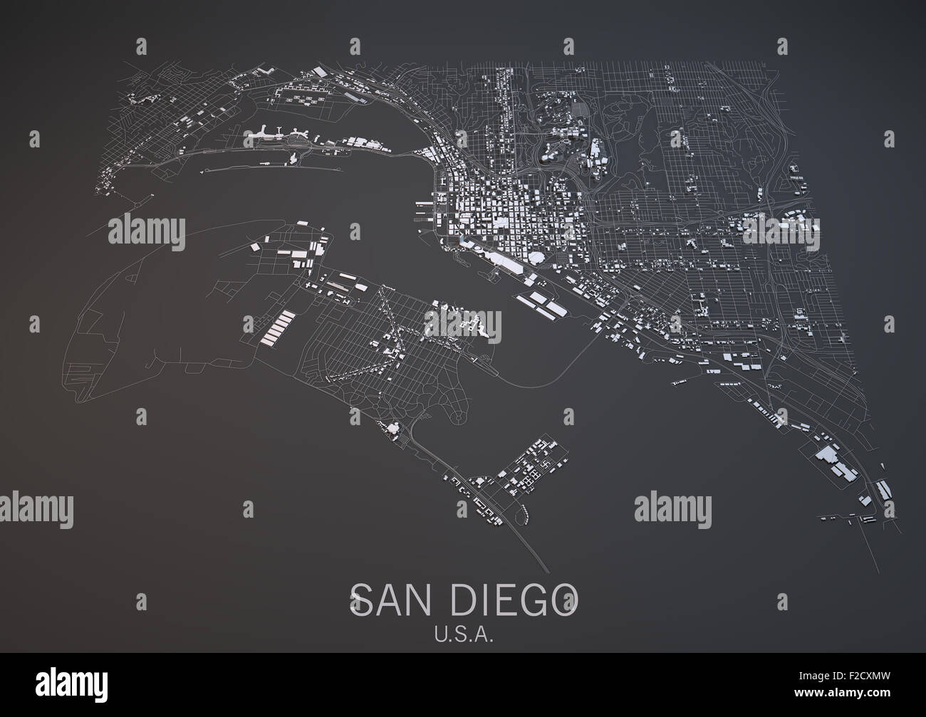 Vista satellitare di San Diego mappa, Stati Uniti d'America, Stati Uniti d'America Foto Stock