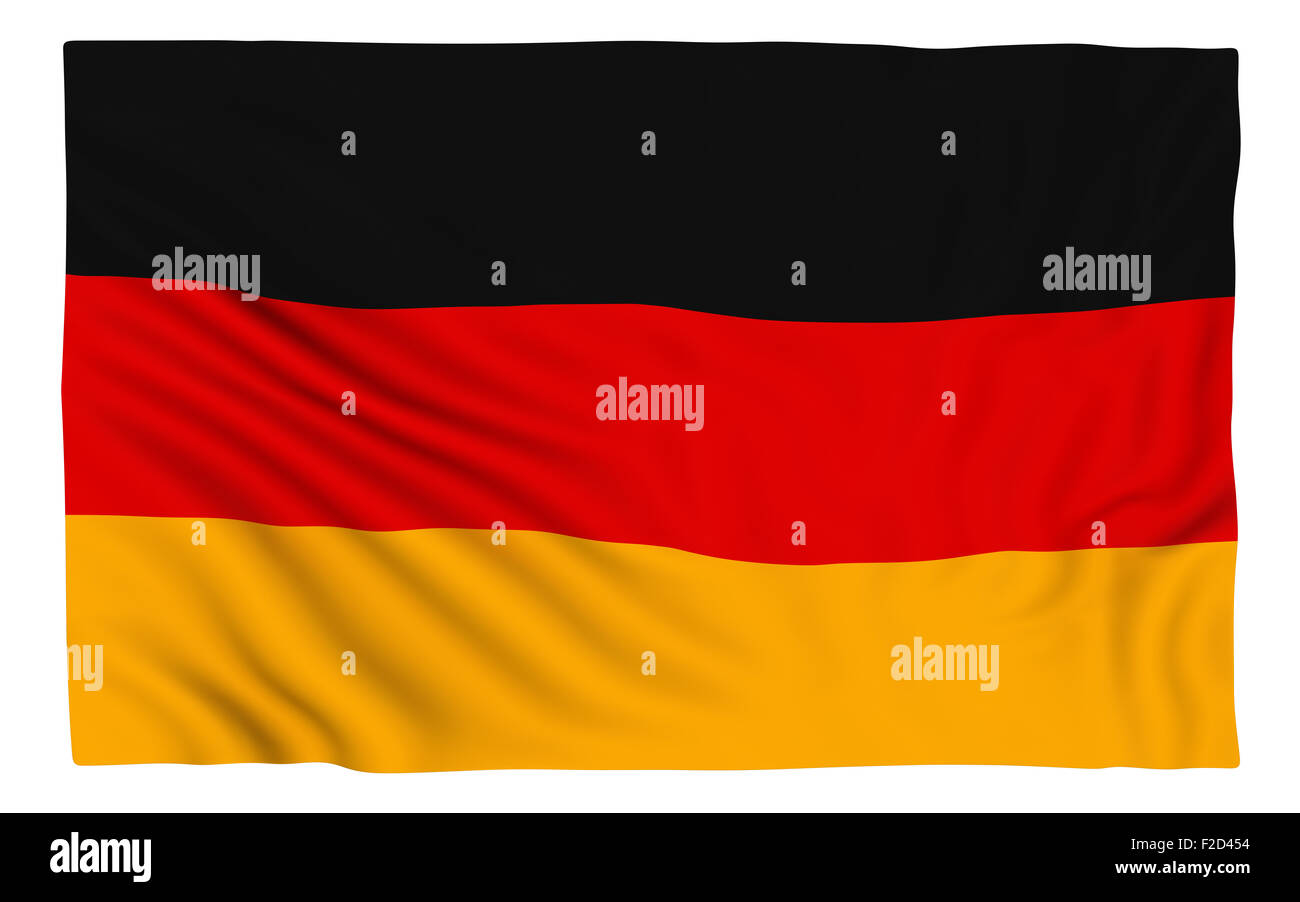 Bandiera della Germania , isolato su bianco. Foto Stock
