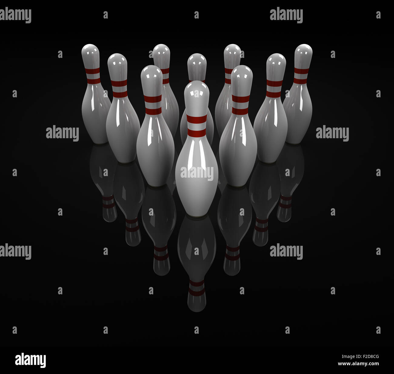 Bowling ten pin , questo è un computer generato e rendering 3d'immagine. Foto Stock