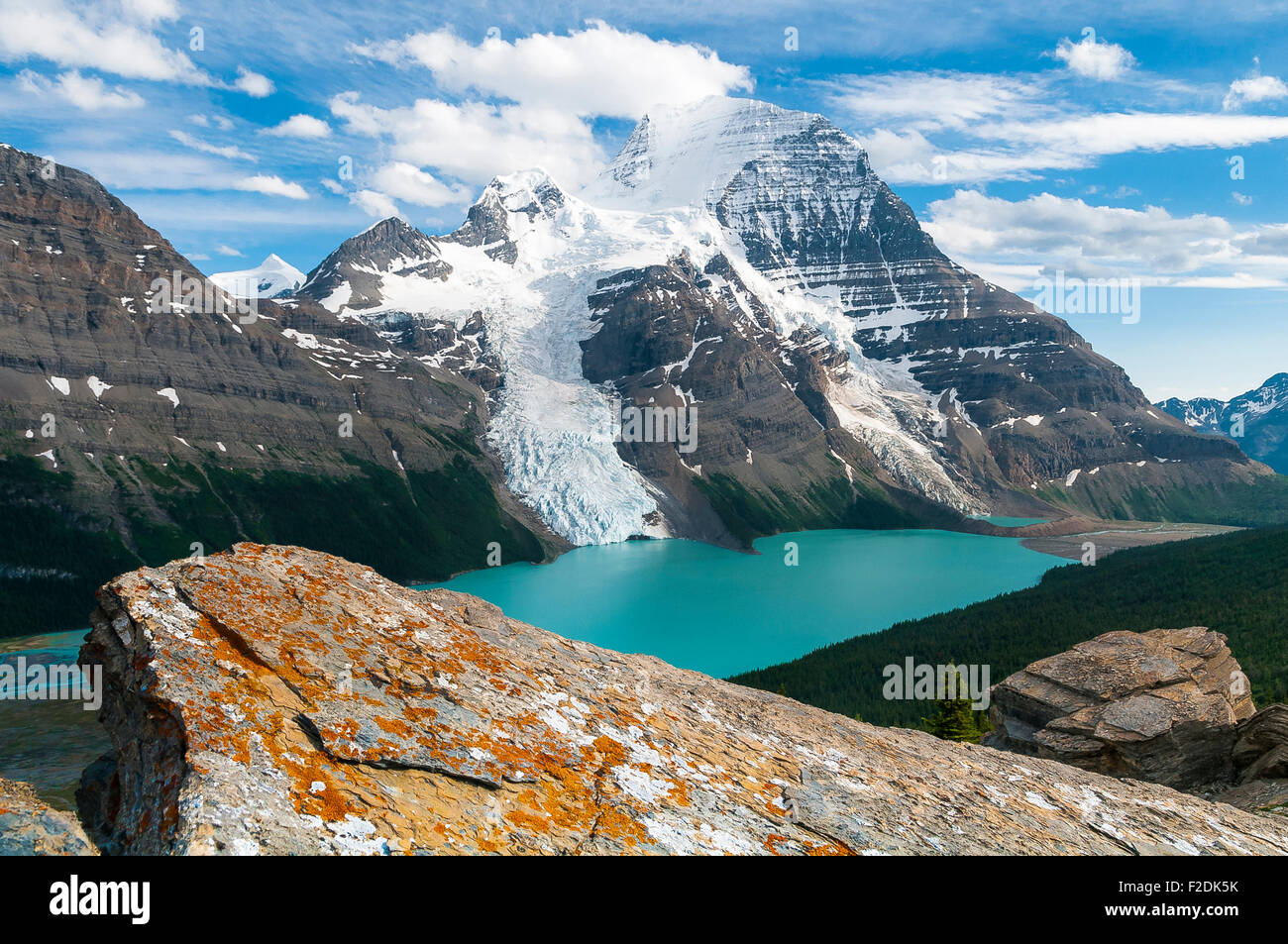 Mt. Robson, Berg Lago e Berg ghiacciaio, Monte Robson Provincial Park, British Columbia, Canada Foto Stock