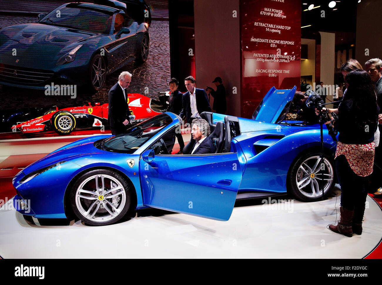 Ferrari 488 Spider, International Motorshow, IAA, Francoforte, Auto Show, stand Foto Stock