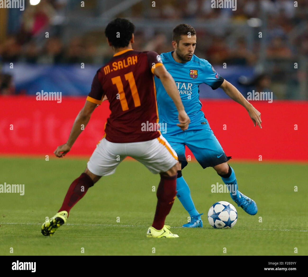 Roma, Italia. Xvi Sep, 2015. Barcellona è Jordi Alba durante la Champions League Gruppo E partita di calcio contro la Roma nello Stadio Olimpico di Roma 16 Settembre 2015 Credit: agnfoto/Alamy Live News Foto Stock