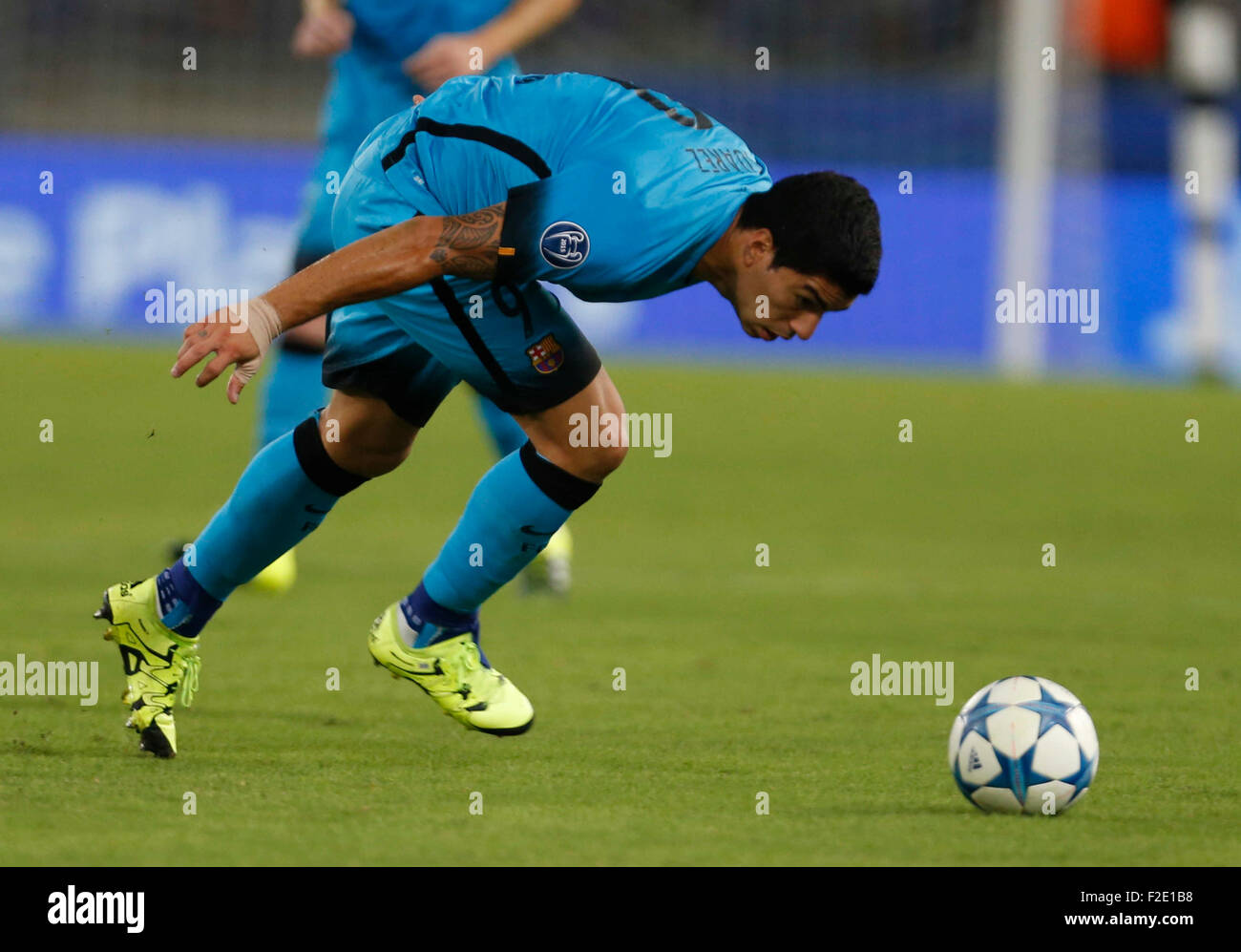 Roma, Italia. Xvi Sep, 2015. Barcellona Luis Suarez durante la Champions League Gruppo E partita di calcio contro la Roma nello Stadio Olimpico di Roma 16 Settembre 2015 Credit: agnfoto/Alamy Live News Foto Stock