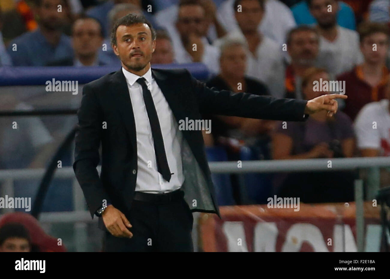 Roma, Italia. Xvi Sep, 2015. Barcellona è headcoach Luis Enrique durante la Champions League Gruppo E partita di calcio contro la Roma nello Stadio Olimpico di Roma 16 Settembre 2015 Credit: agnfoto/Alamy Live News Foto Stock