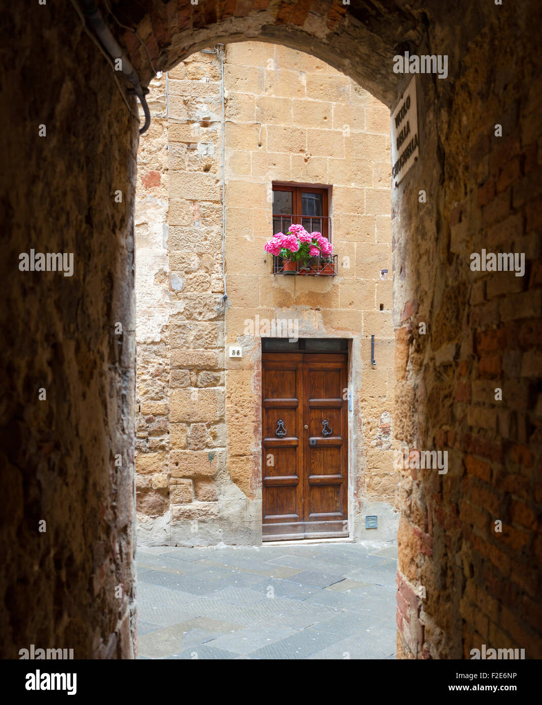 Scorcio di th città di Pienza è una piccola perla nella campagna toscana Foto Stock