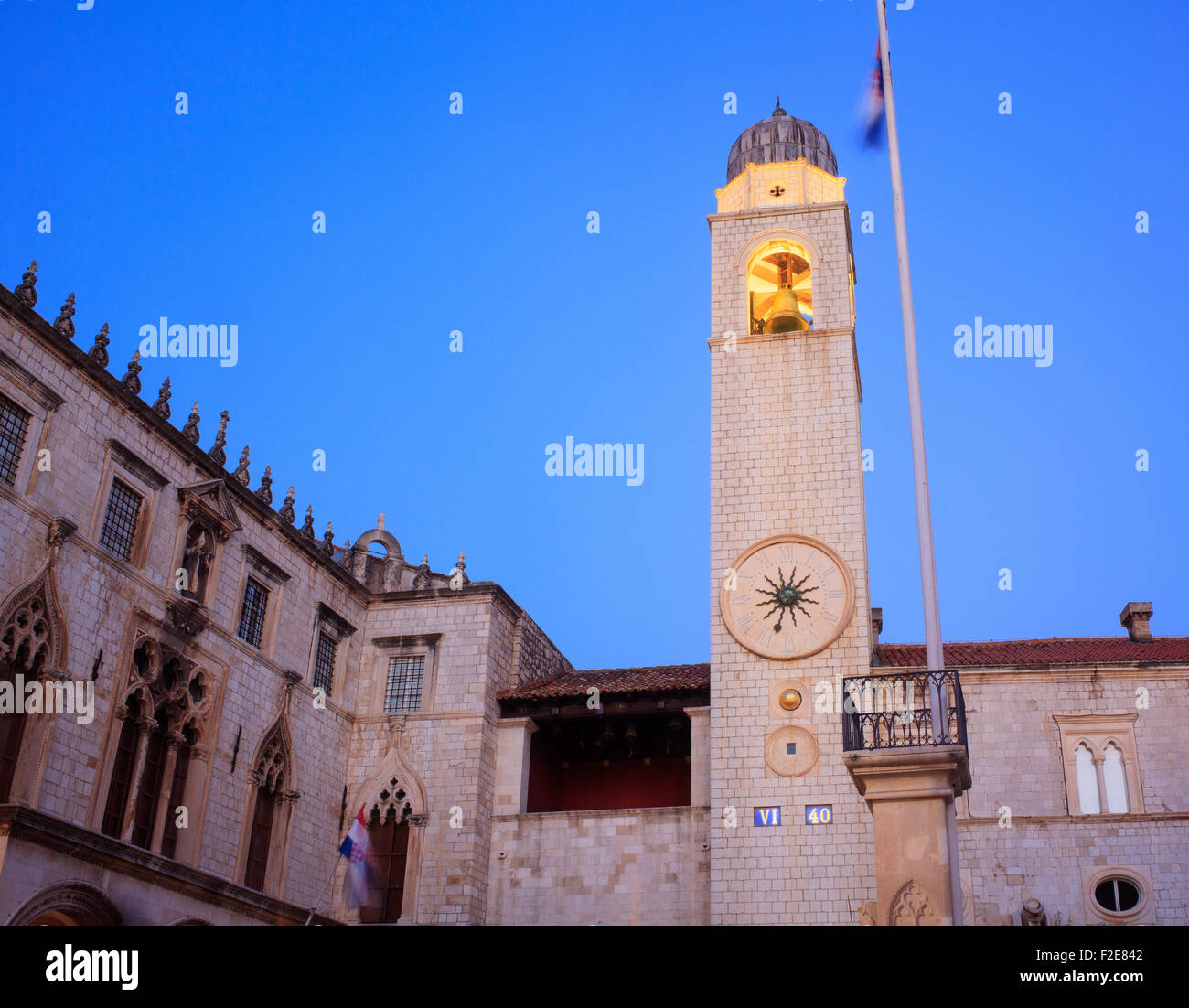 Vista del famoso Stradun, big street a Dubrovnik, Croazia Foto Stock
