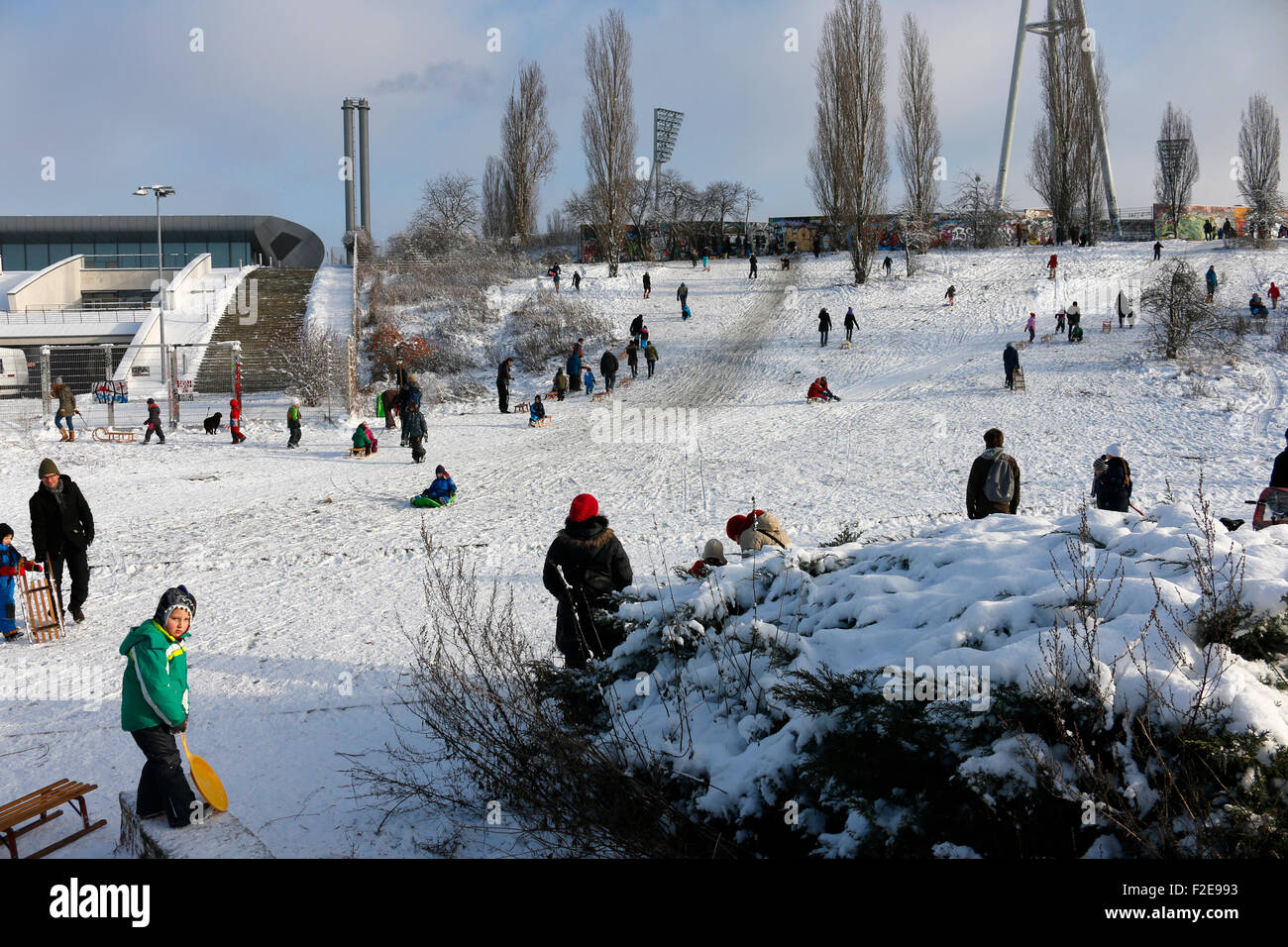 Winterimpressionen: Mauerpark, Berlin-Prenzlauer Berg. Foto Stock