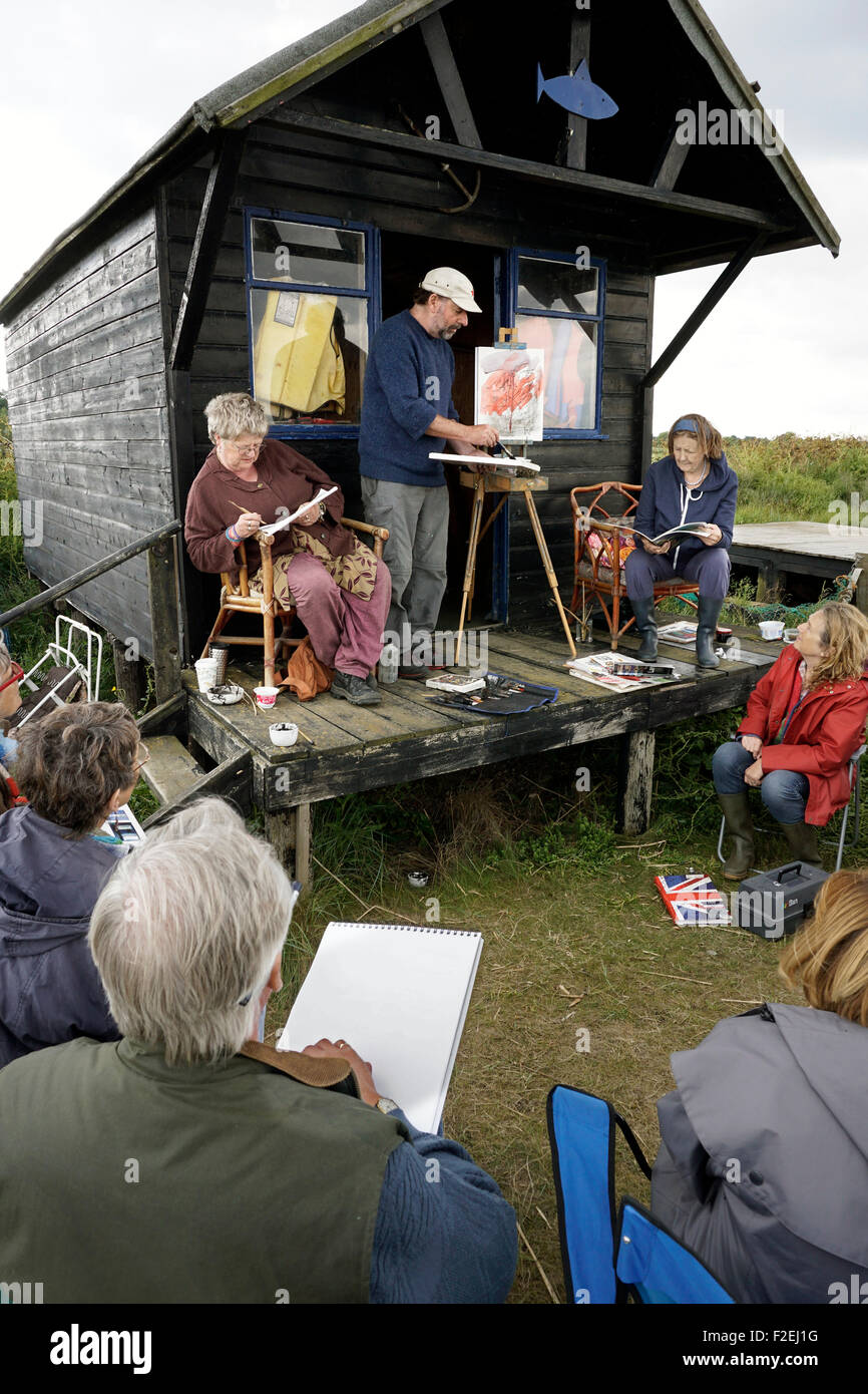 Jason bowyer dà sdtudents matura tecnica di pittura di dimostrazione Foto Stock