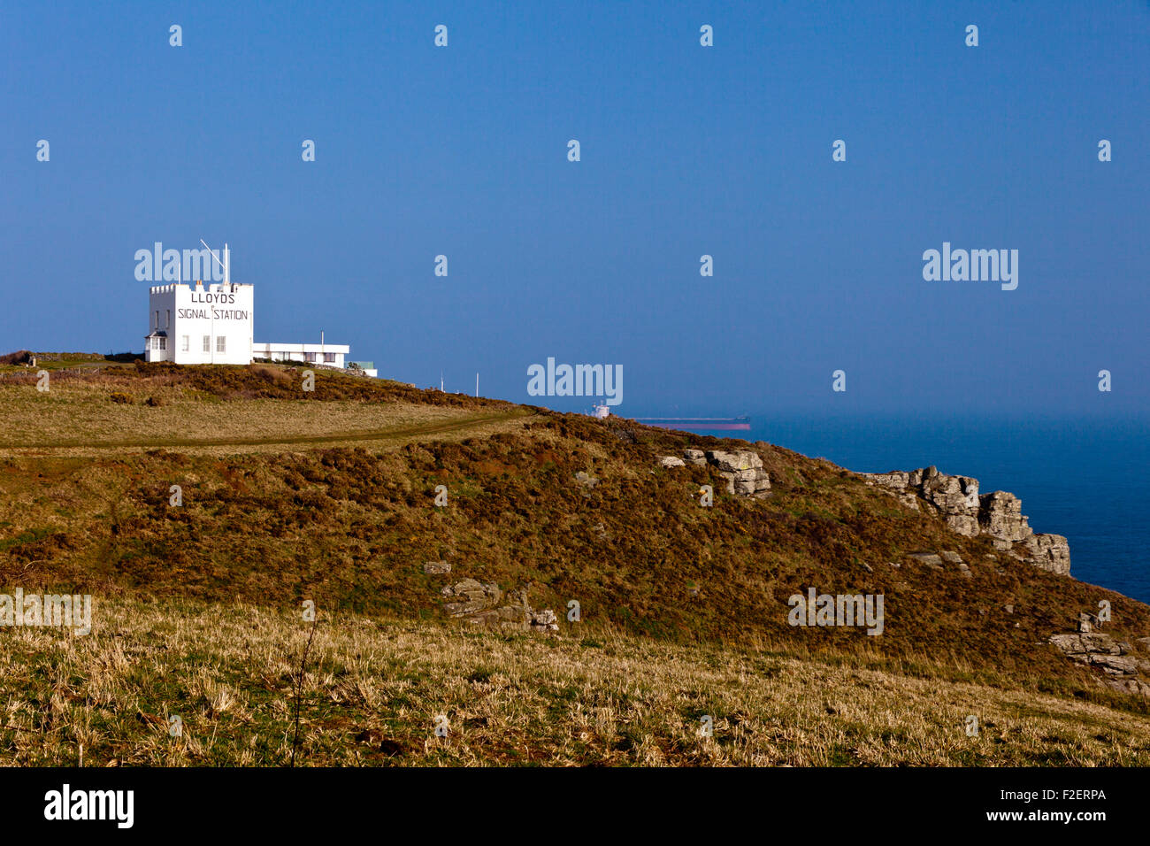 L'ex Lloyds stazione di segnale a basso punto sulla penisola di Lizard, Cornwall, Regno Unito Foto Stock