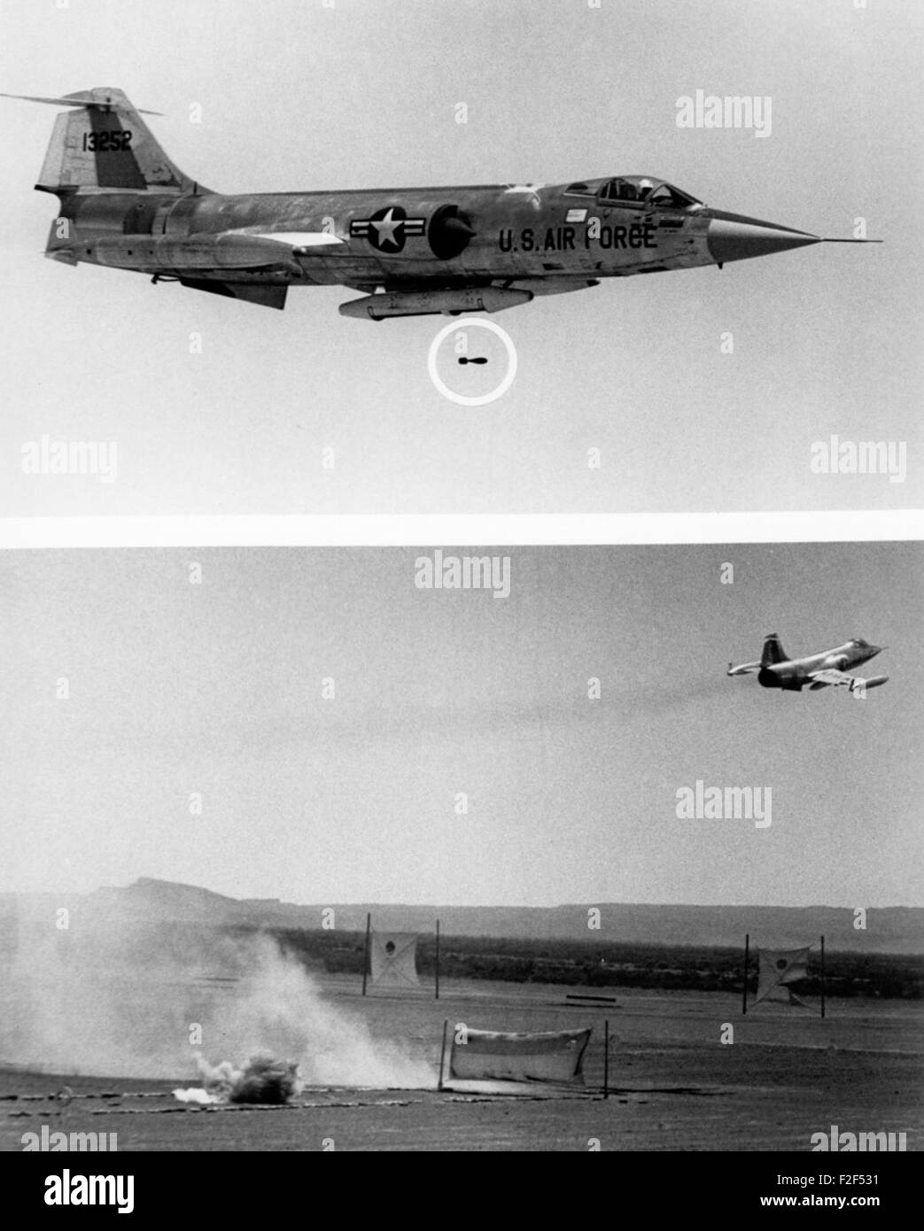 Il Lockheed F-104G, numero di serie 63-13252, era un caccia utilizzato da varie forze aeree durante la Guerra fredda. È stato progettato per l'intercettazione ad alta velocità ed è caratterizzato da un elegante design ad ala delta. Questo aereo era una delle molte varianti di F-104G in servizio. Foto Stock