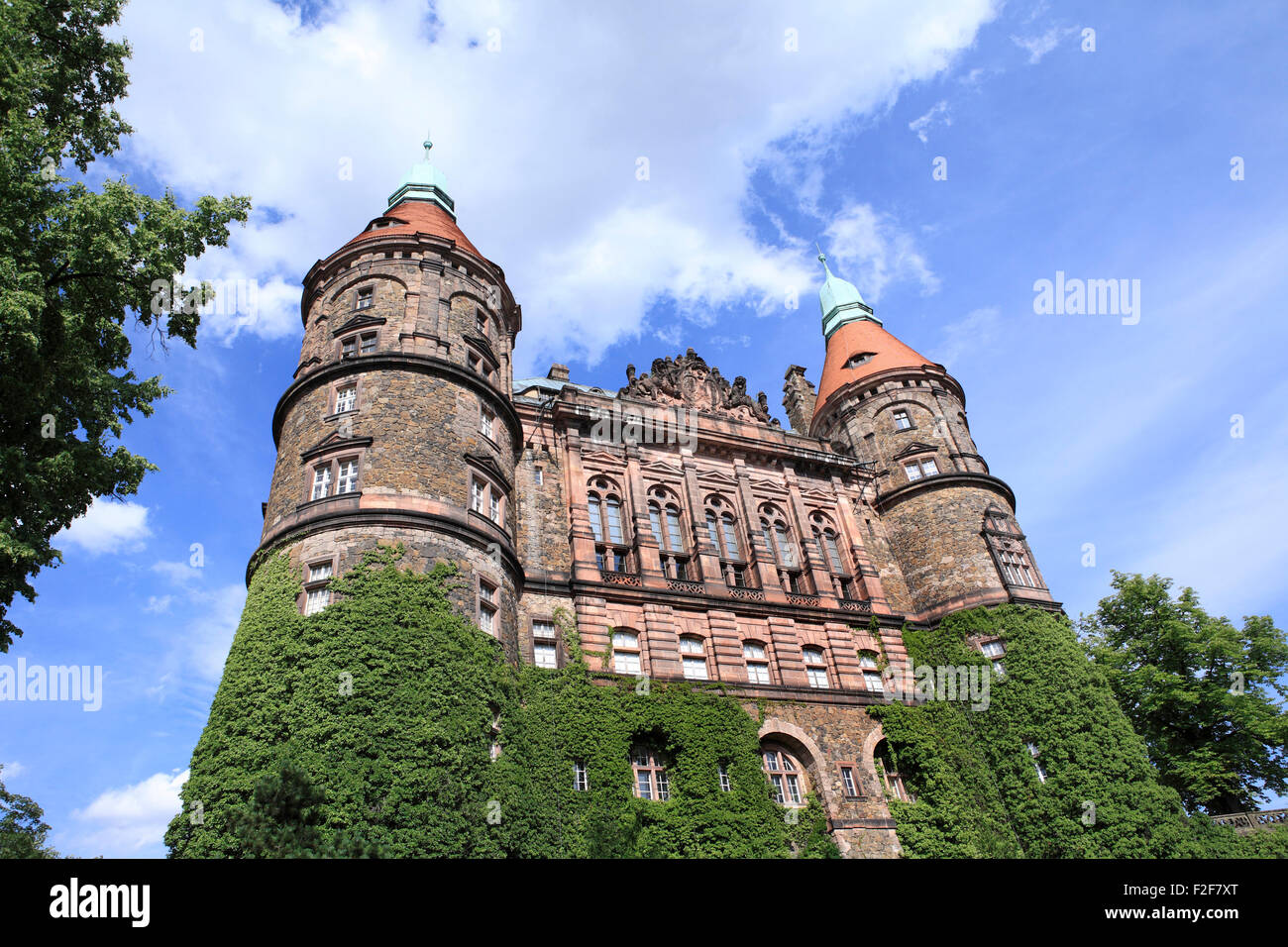 Il castello di Ksiaz, ex tedesco schloss fürstenstein walbrzych nelle vicinanze, waldenburg, Bassa Slesia, Polonia, europa Foto Stock