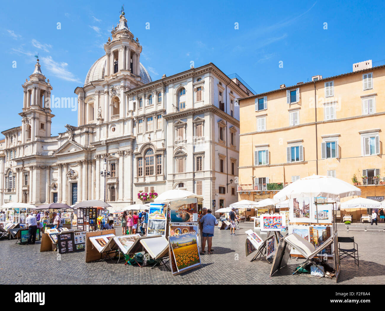 Gli artisti della pittura e la vendita di opere d'Arte in Piazza Navona Roma Italia roma lazio italia Europa UE Foto Stock