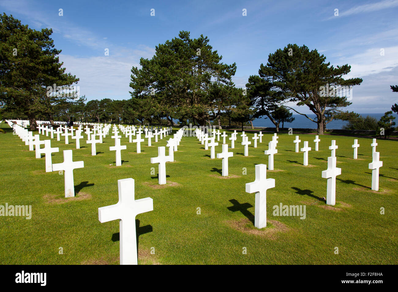 American cimitero militare, la spiaggia di Omaha, in Normandia, Francia Foto Stock