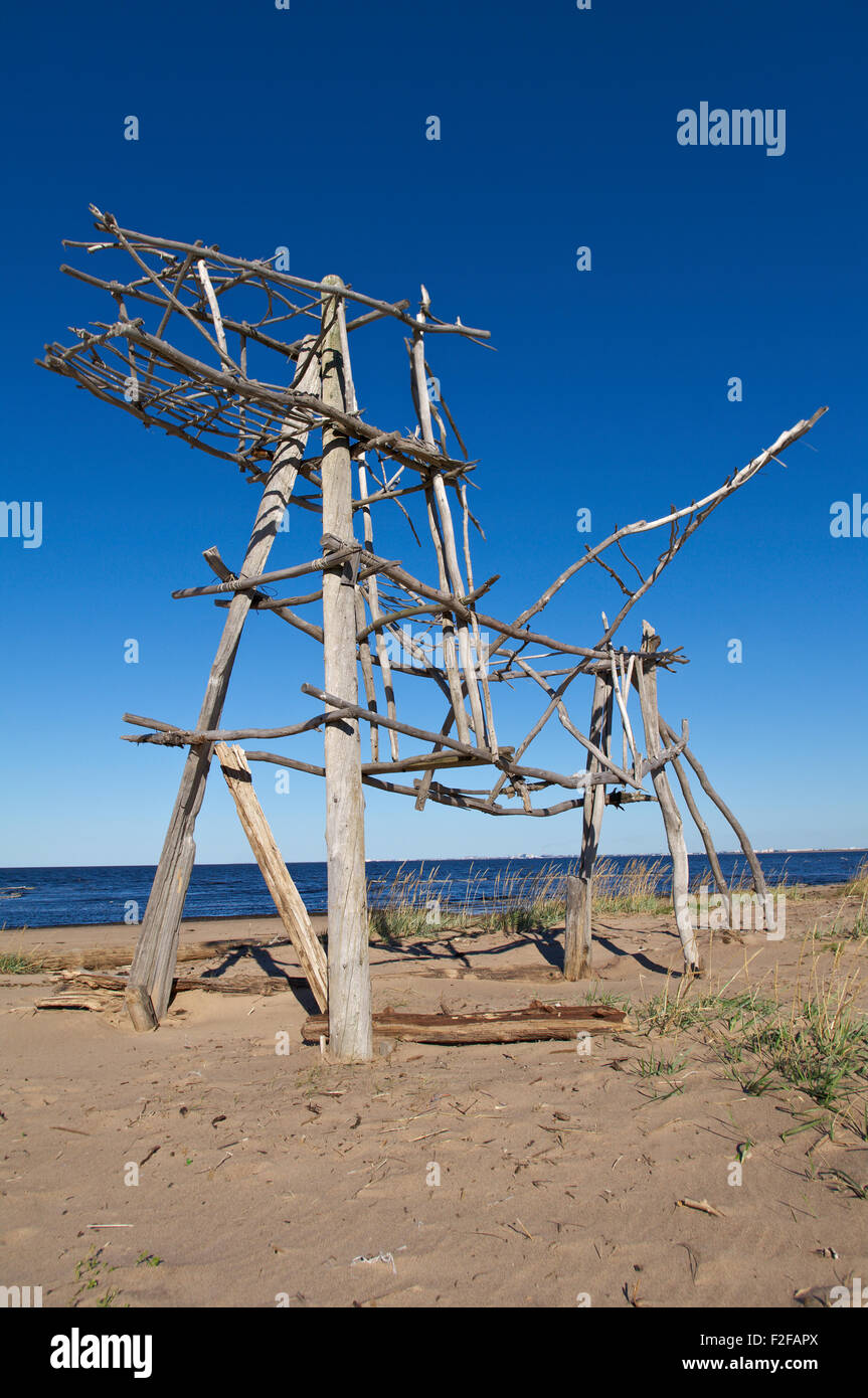 Installazione di legno .Mare Bianco .Russia, Arkhangelsk regione. Foto Stock