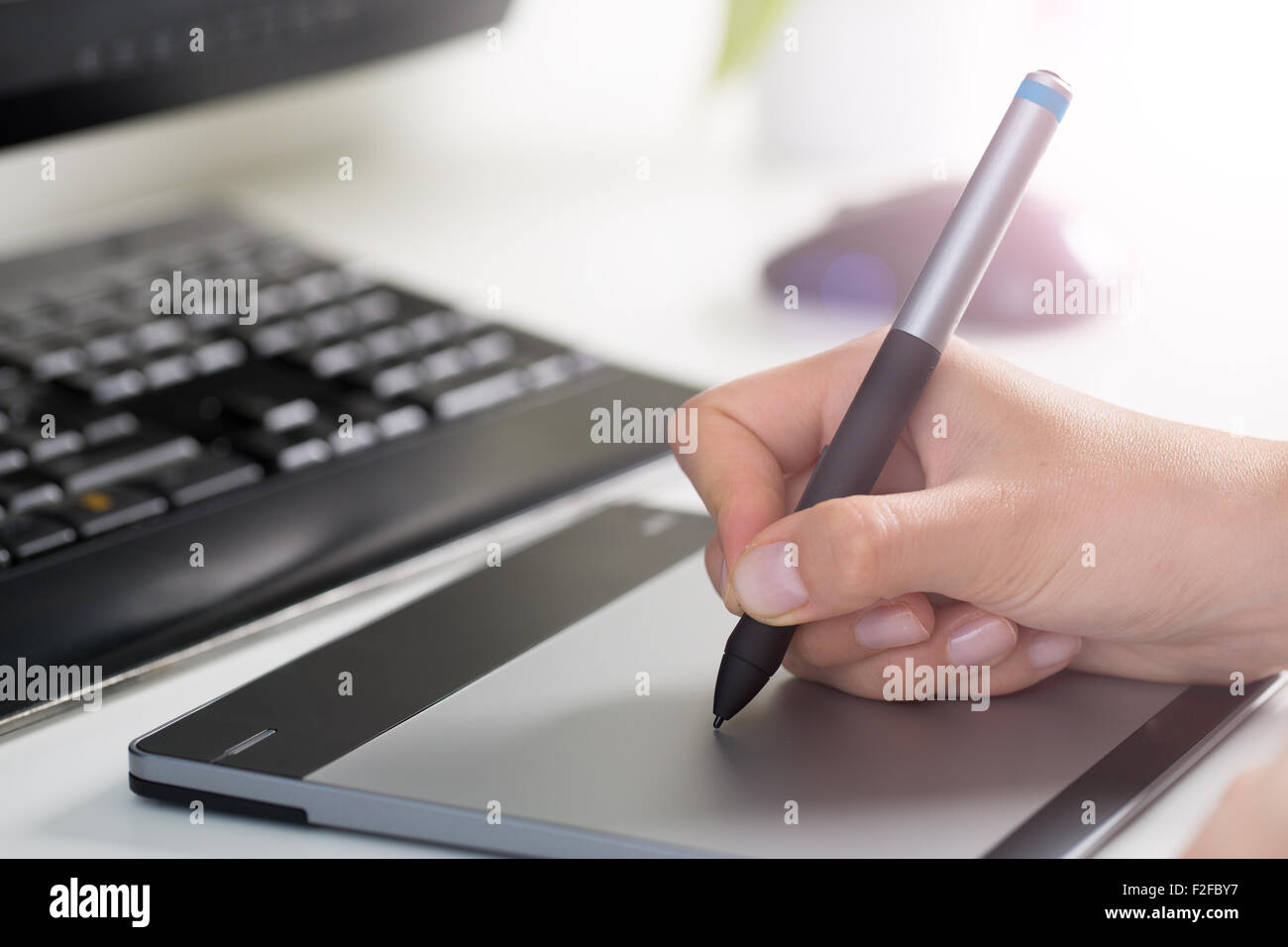Graphic designer al lavoro. Campione di colore dei campioni. Foto Stock