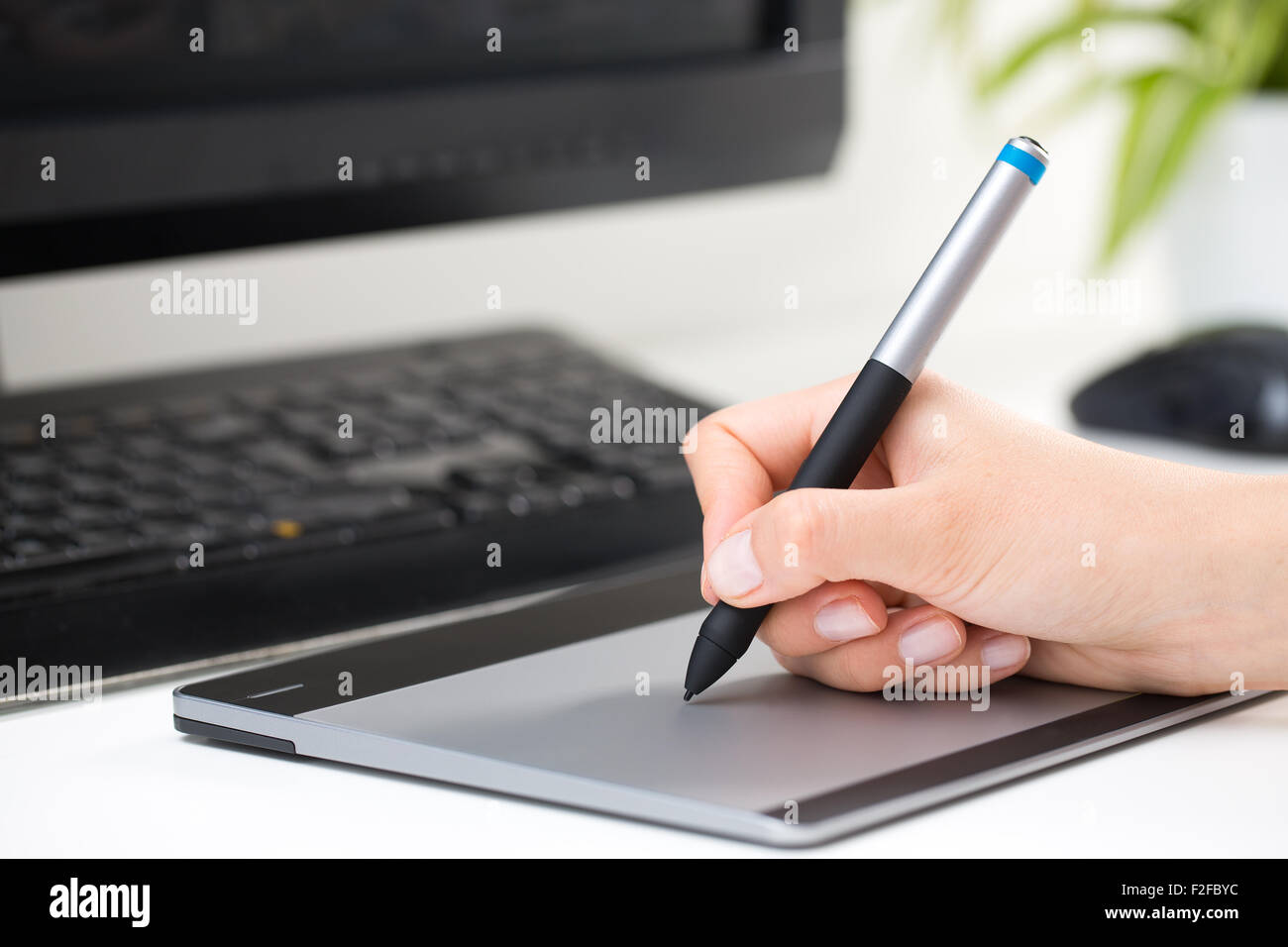 Graphic designer al lavoro. Campione di colore dei campioni. Foto Stock