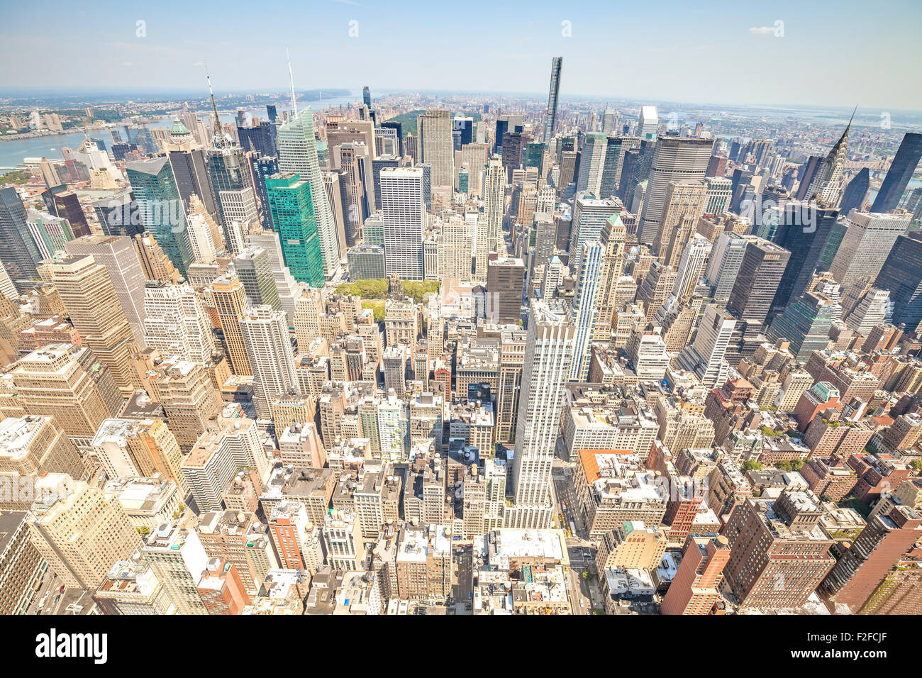 Vista aerea foto di Manhattan, New York City downtown, STATI UNITI D'AMERICA. Foto Stock
