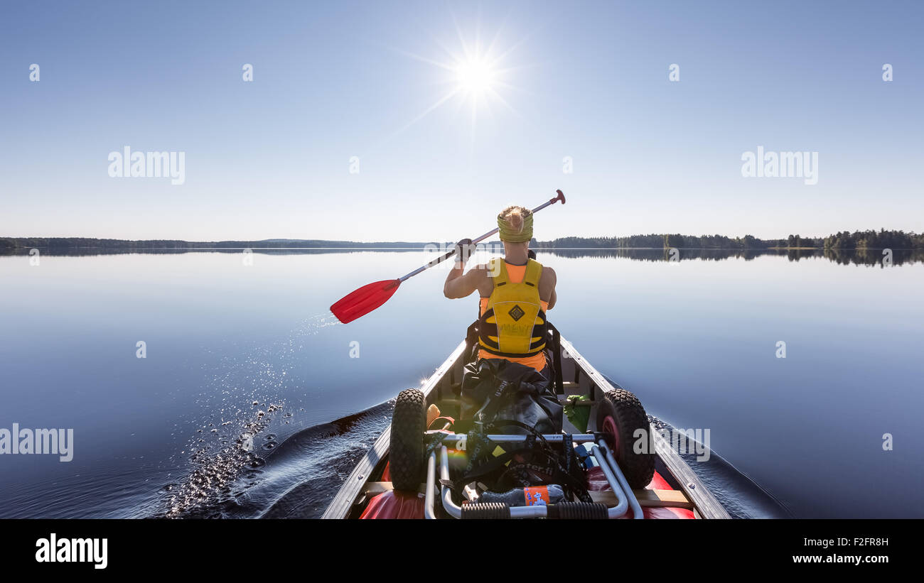 Canoa a Jämsä, Finlandia, Europa, UE Foto Stock