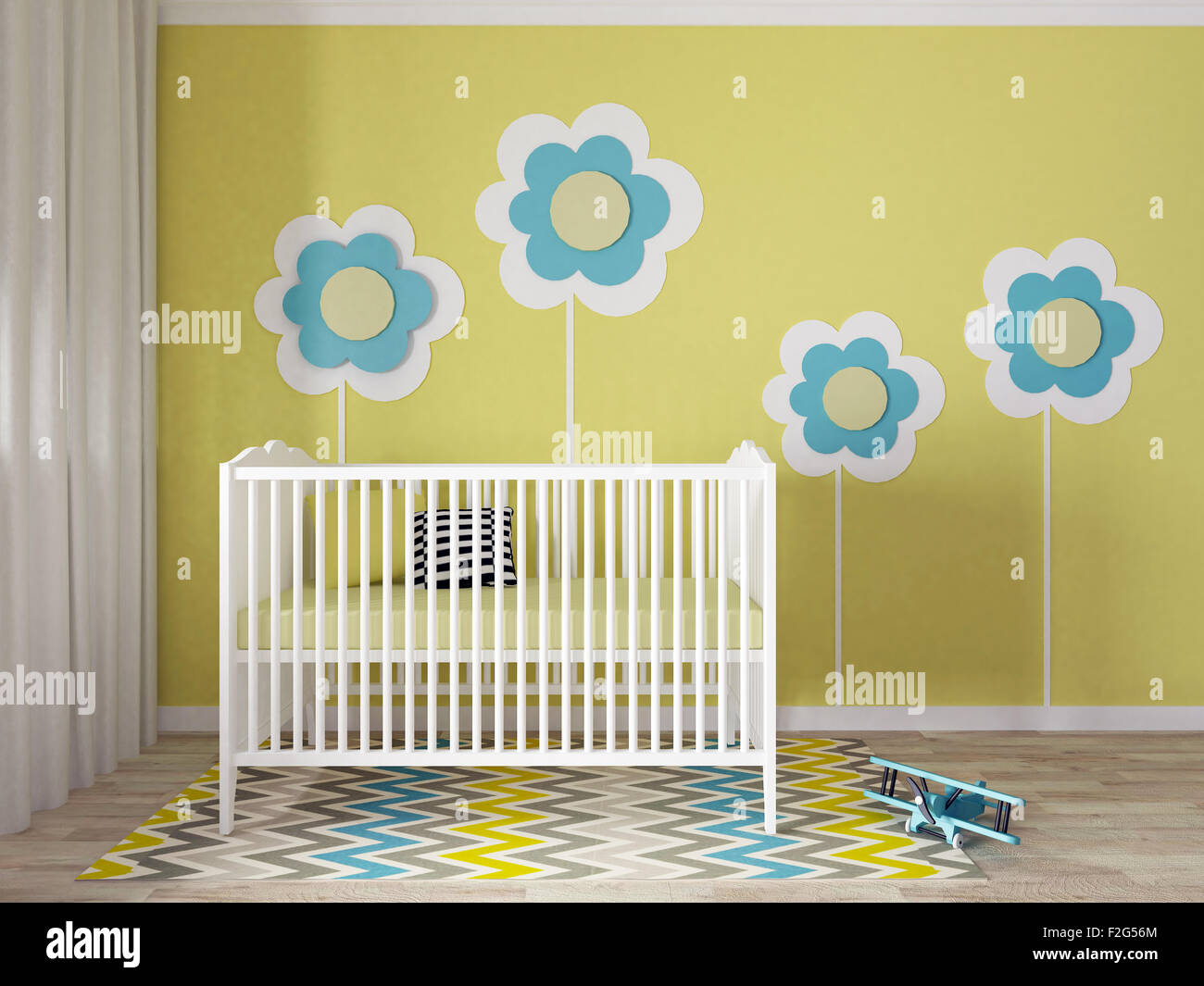 Baby room interior, 3D render Foto Stock