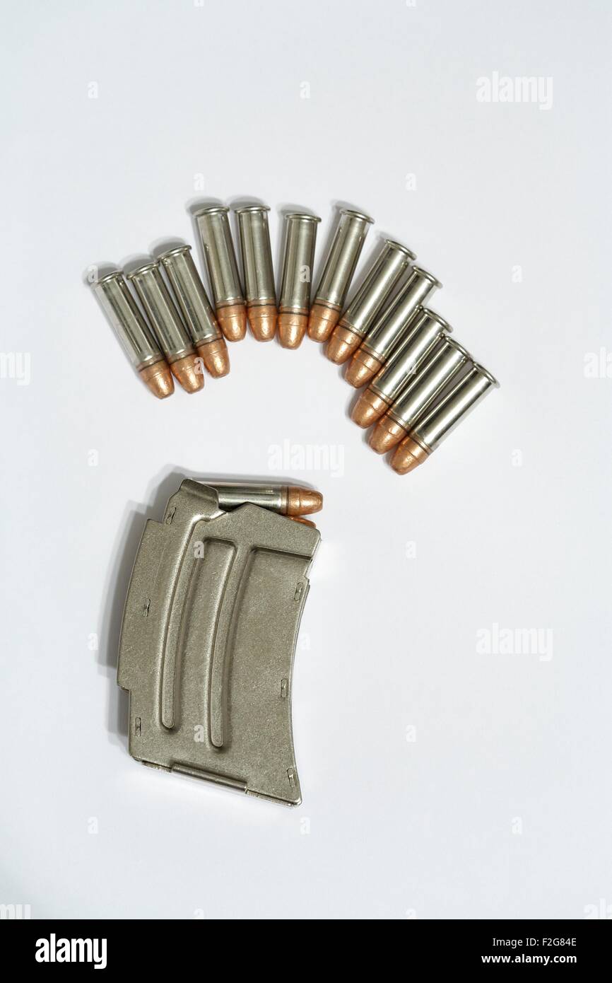 22LR Rimfire munizioni CCI Stinger e 5 round Magazine Foto Stock