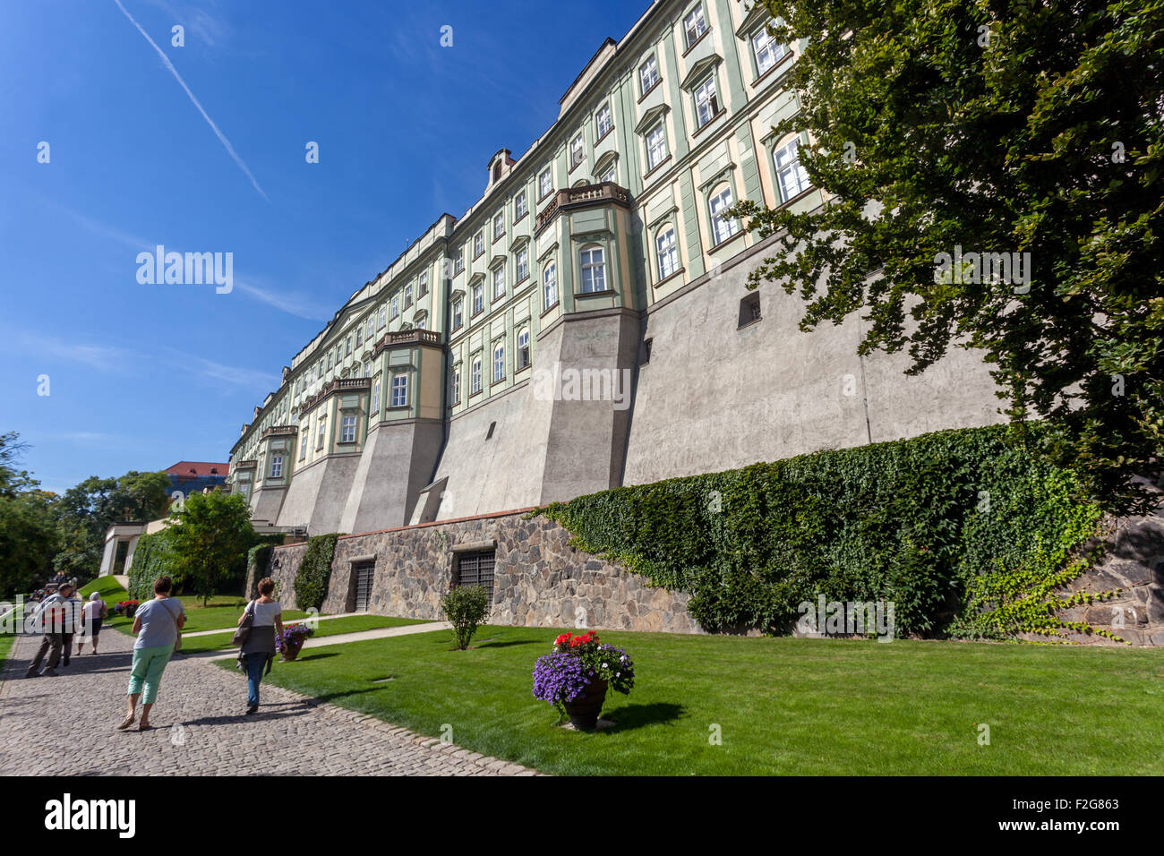 Le pendici meridionali del Giardino del Castello di Praga, il Giardino Na Valech, l'Ala Teresiana di Praga, Repubblica Ceca, Europa Foto Stock