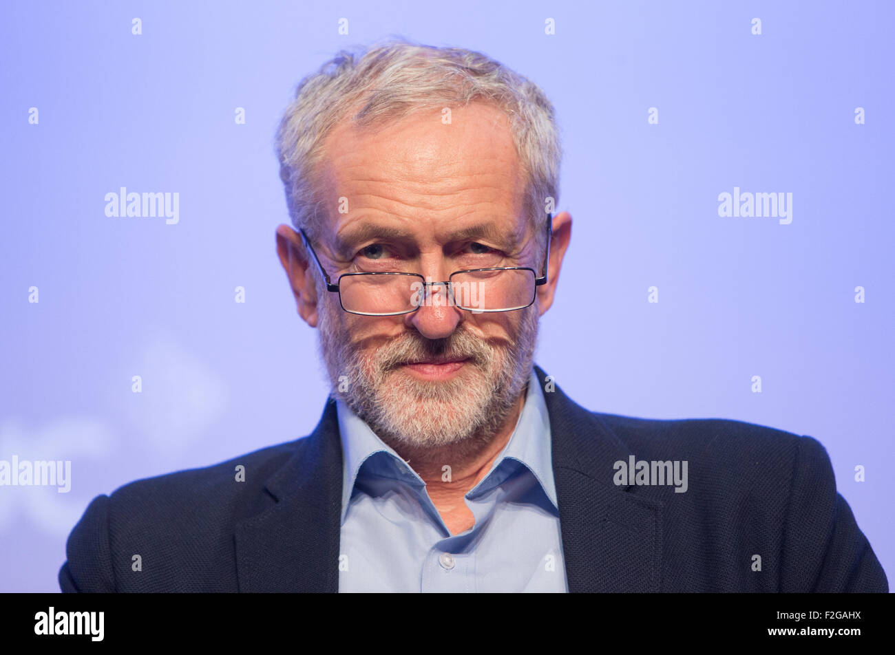 Jeremy Corbyn,leader del partito laburista,all'TUC conferenza in Brighton Foto Stock