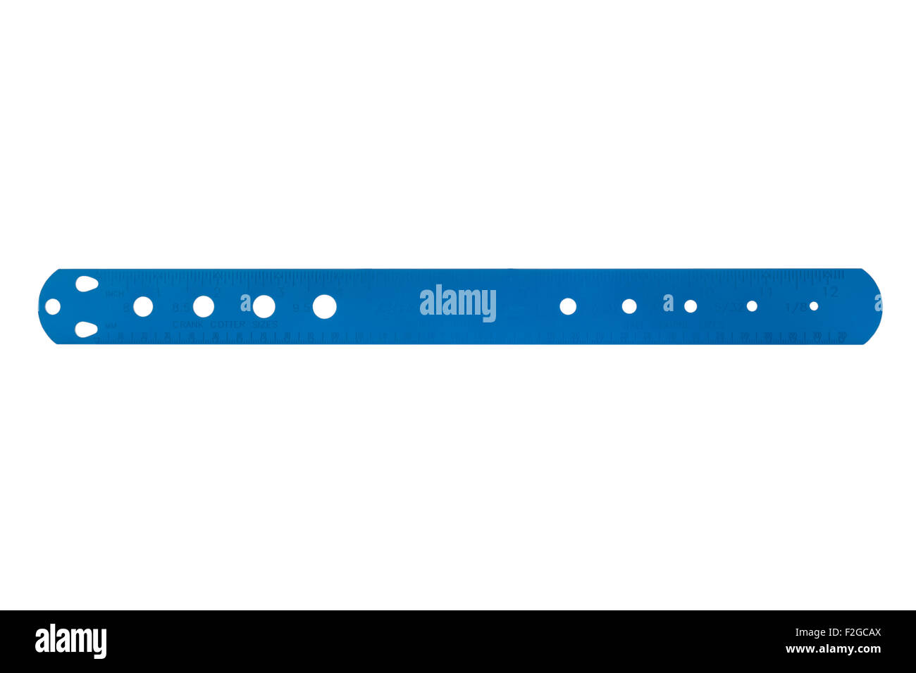 Ha parlato righello su sfondo bianco Foto Stock