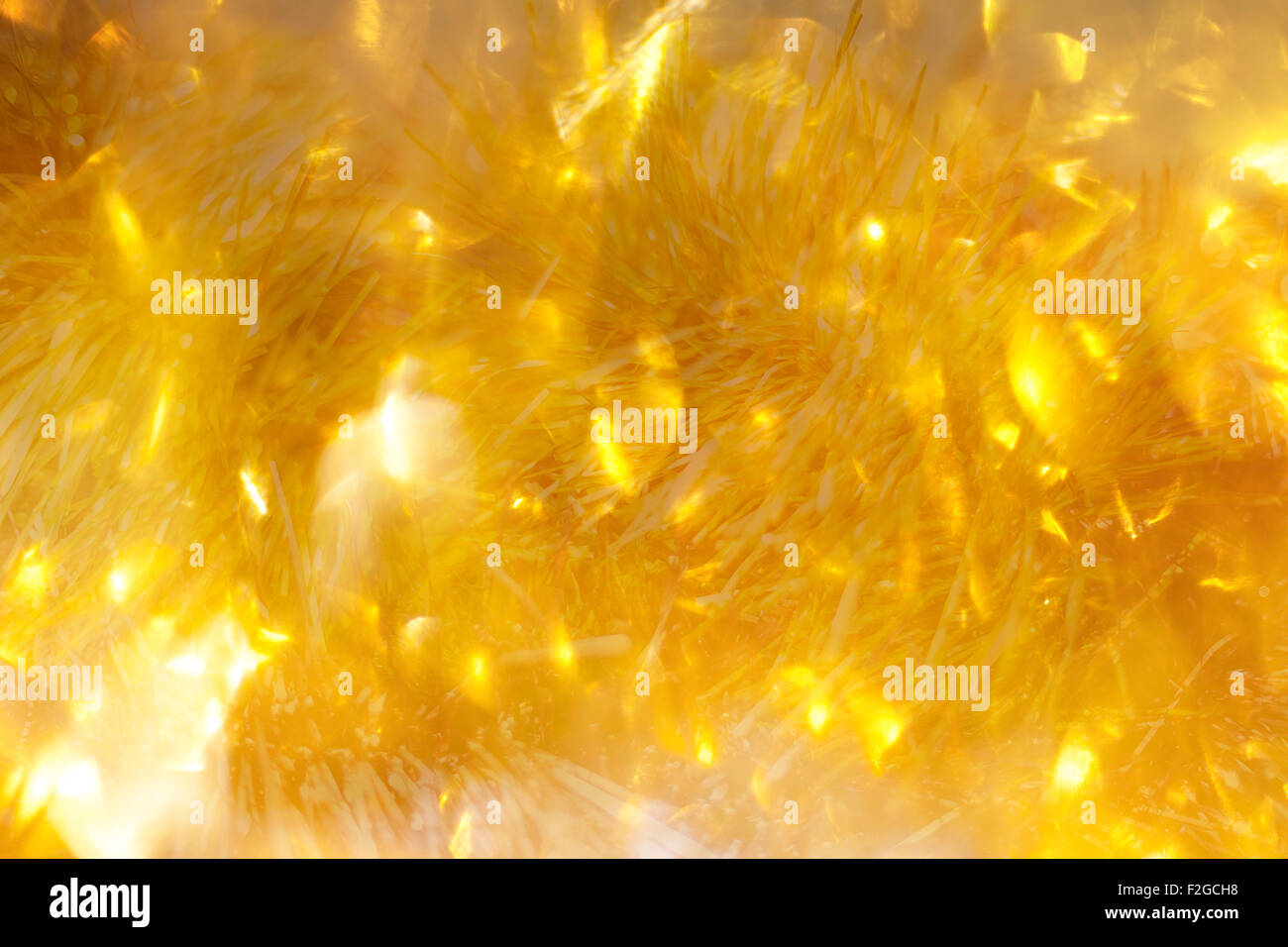 Soft golden le luci di Natale - Festa di sfondo bokeh di fondo. Foto Stock