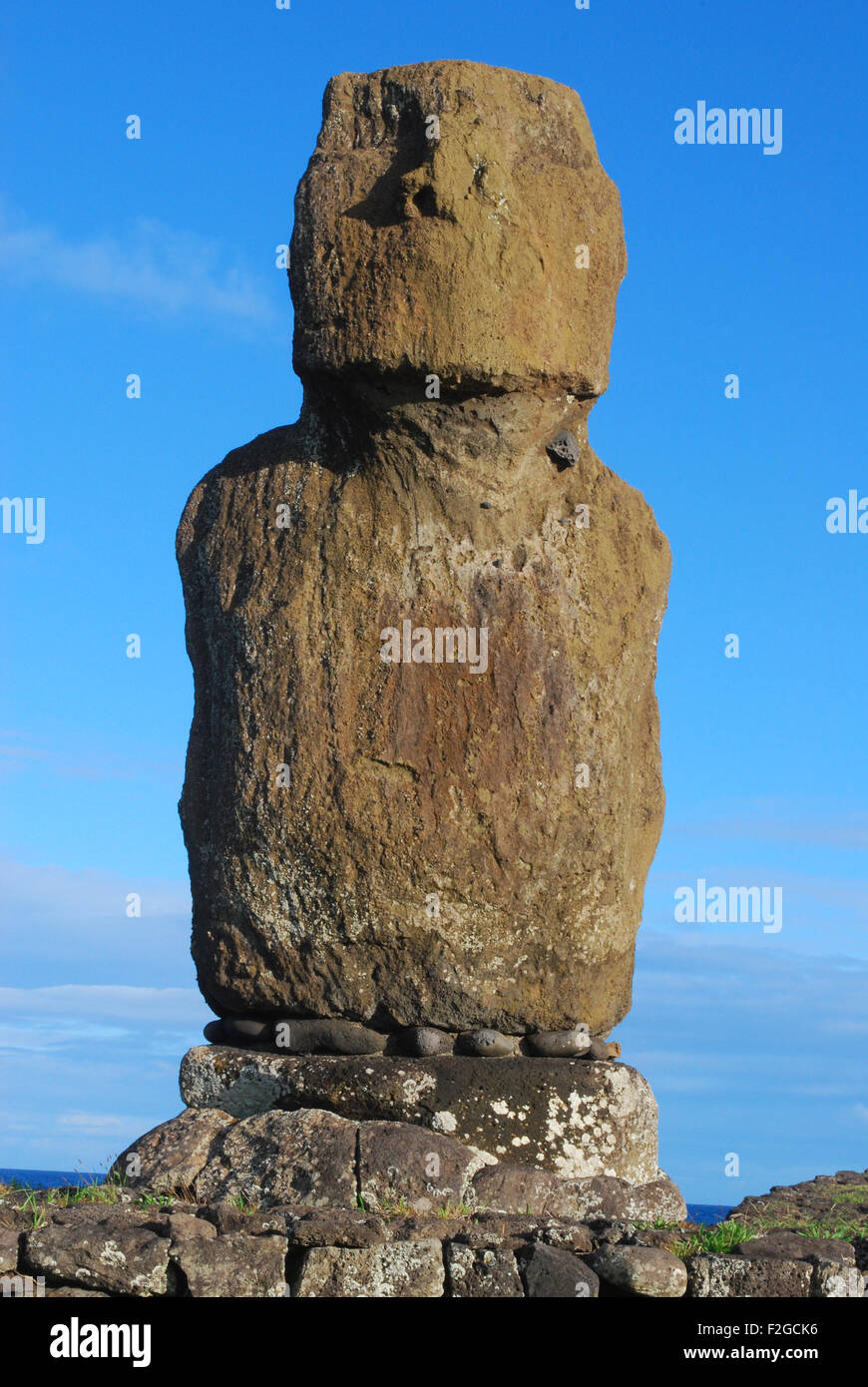 Un Moai statua Isola di Pasqua di testa, l'isola di pasqua, Cile Foto Stock