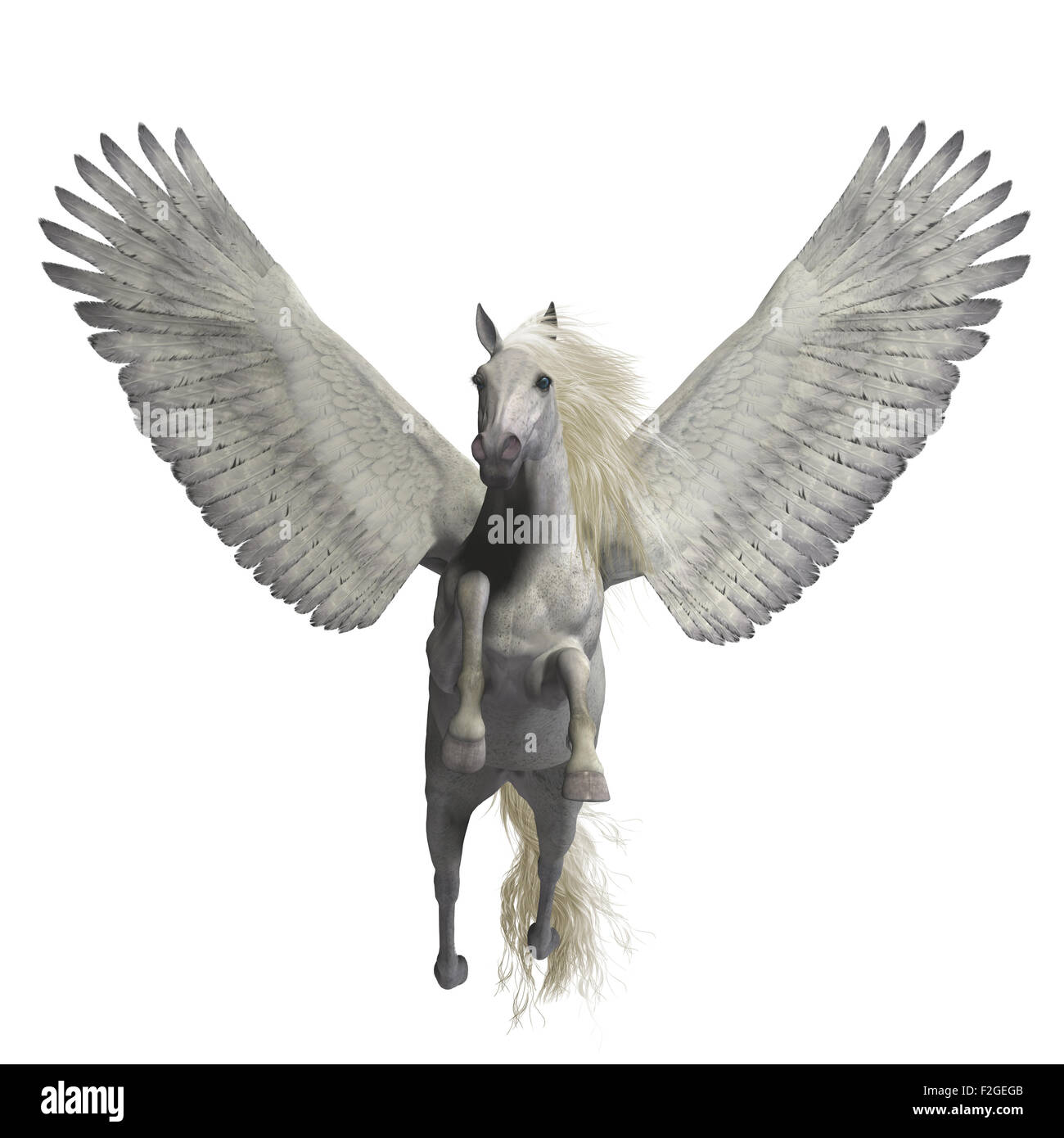 Pegasus è un leggendario divina stallone alato ed è il più conosciuto una creatura della mitologia greca. Foto Stock