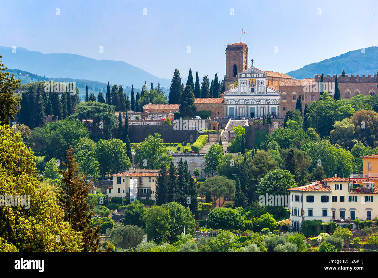 Basilica di San Miniato al Monte a Firenze, Italia Foto Stock