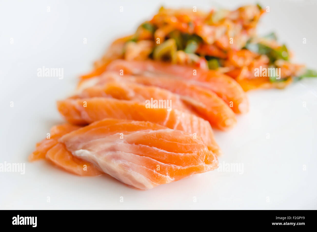 Close up sashimi di salmone , giapponese cucina di stile Foto Stock