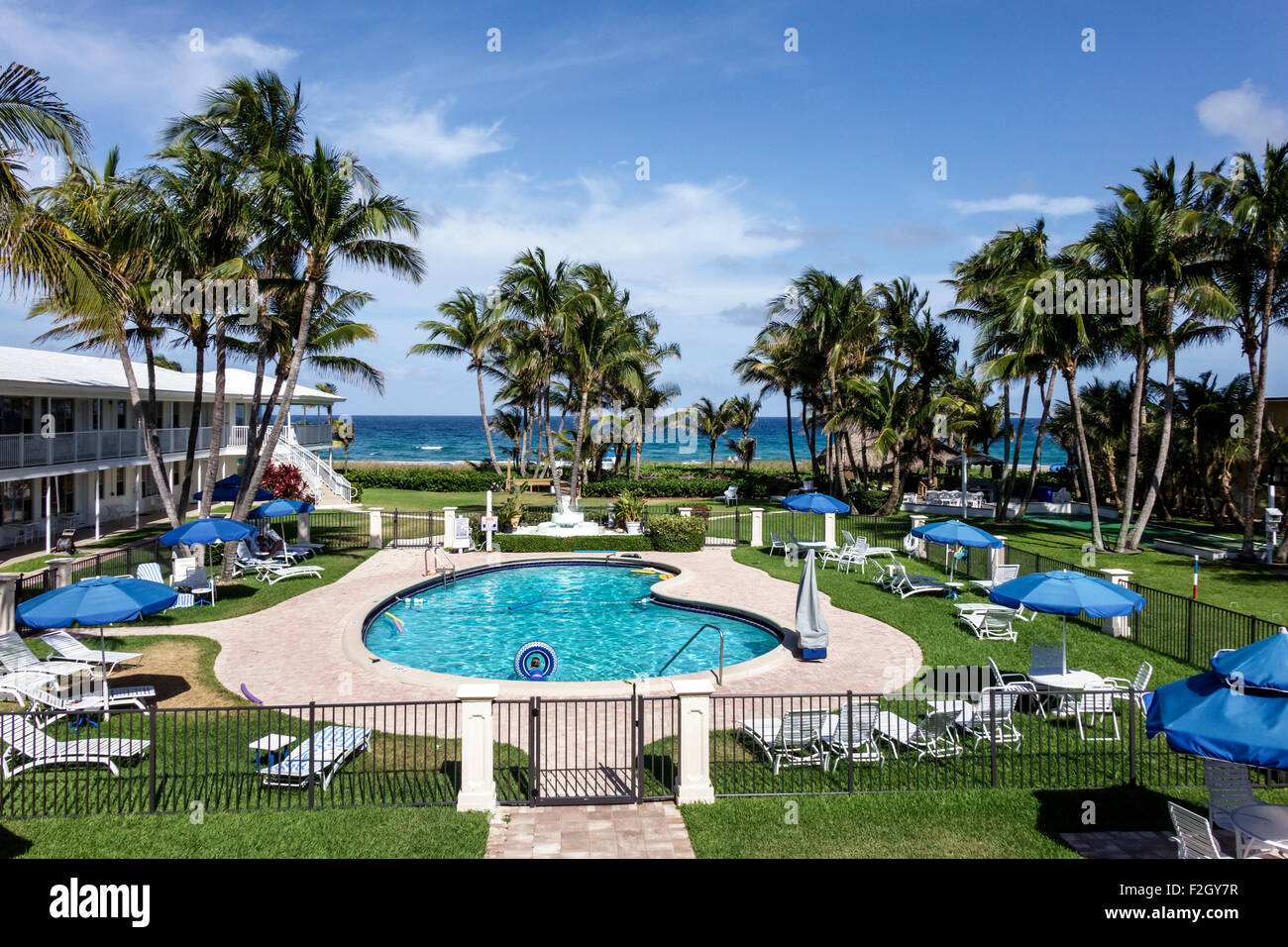 Delray Beach Florida, Oceano Atlantico, riva, Wright by the Sea, hotel, Old, piscina, palme, FL150413058 Foto Stock
