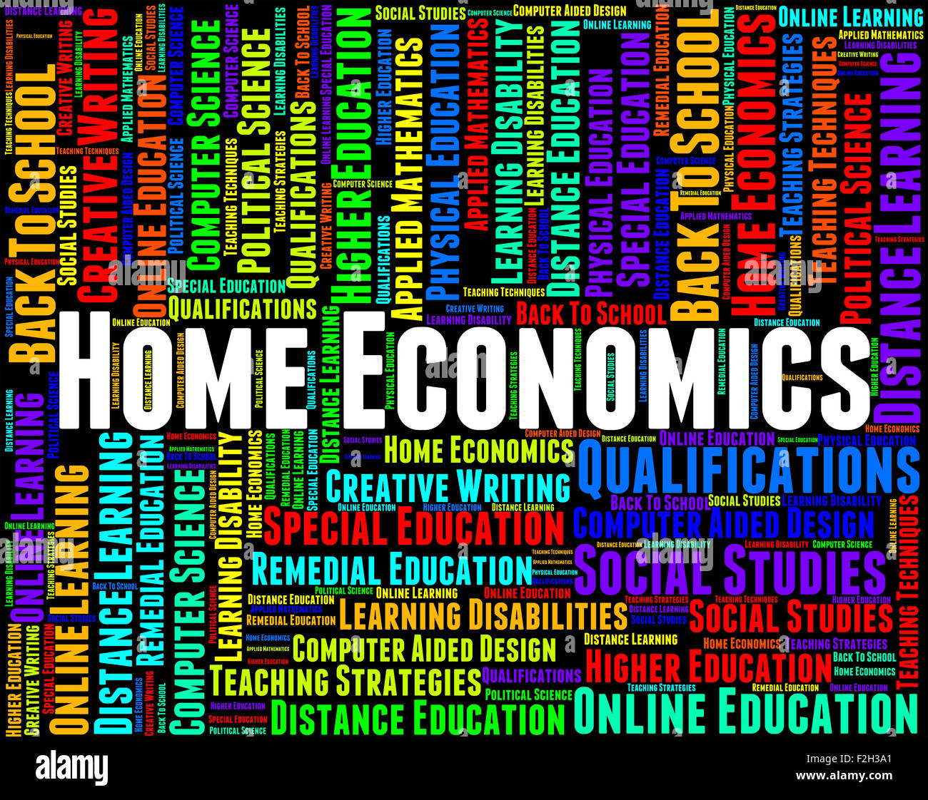 Home Economia domestica rappresenta la scienza e le parole Foto Stock