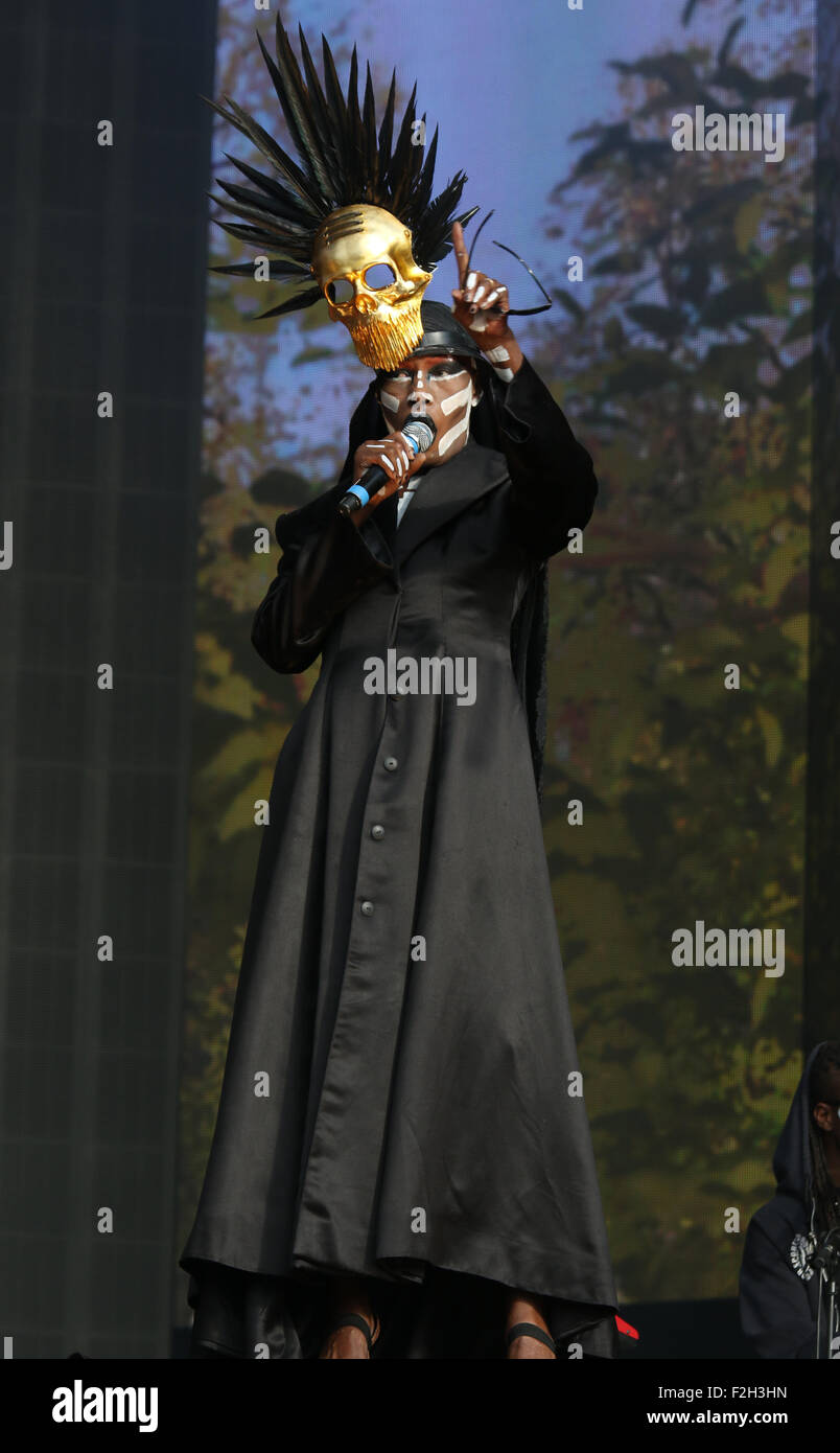 Londra, Inghilterra - 21 giugno: Grace Jones in scena presso il British Summer Time concerto, Hyde Park, il 21 giugno 2015 a Londra , Engl Foto Stock