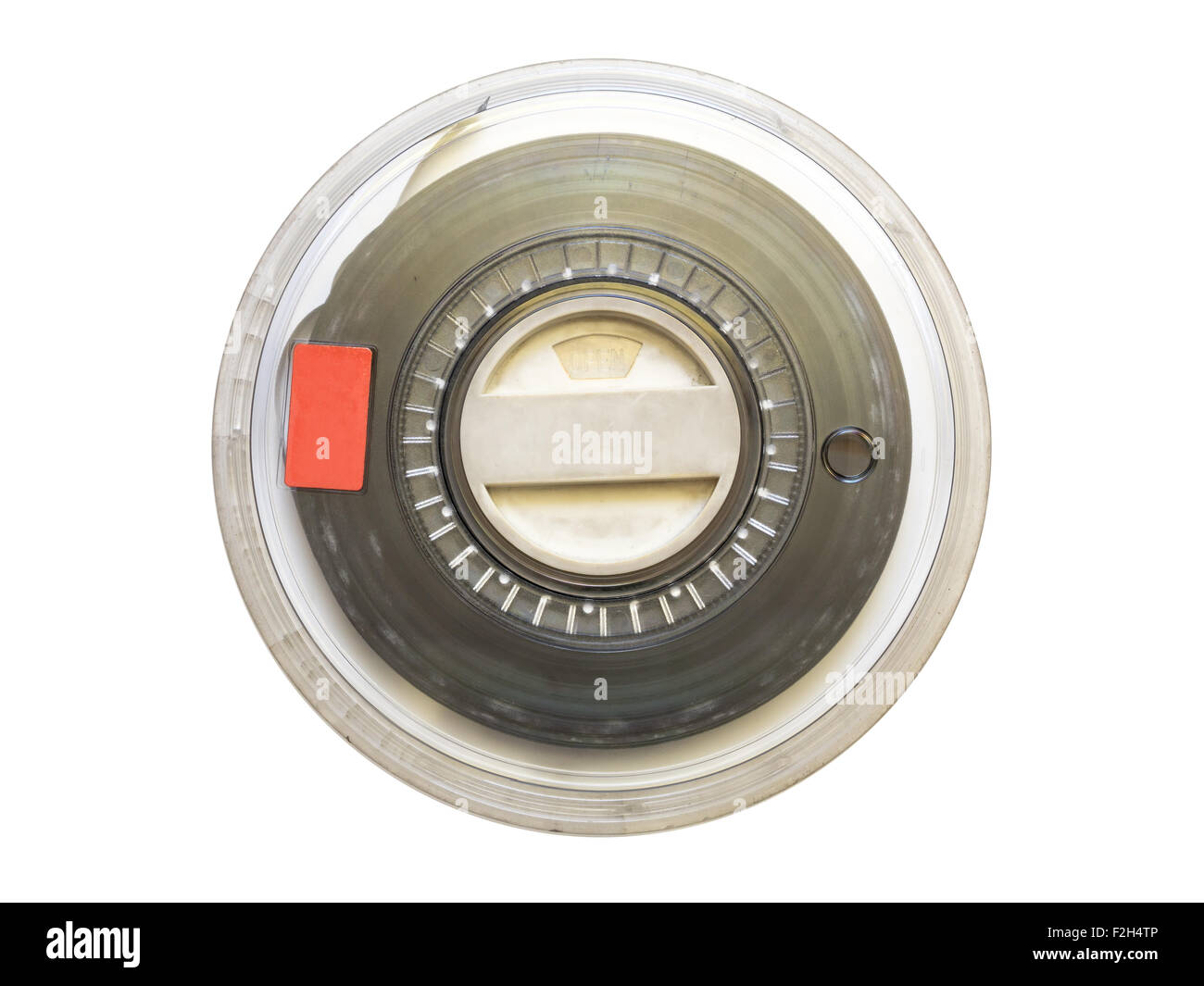 Vintage nastro magnetico aspo per calcolatore di memorizzazione di dati isolati su sfondo bianco Foto Stock