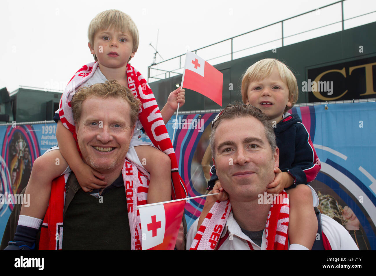 Gloucester, Regno Unito. Xix Sep, 2015. Coppa del Mondo di rugby. Tonga contro Georgia. Sostenitori locali nella foto prima del calcio d'inizio. Credito: Azione Sport Plus/Alamy Live News Foto Stock