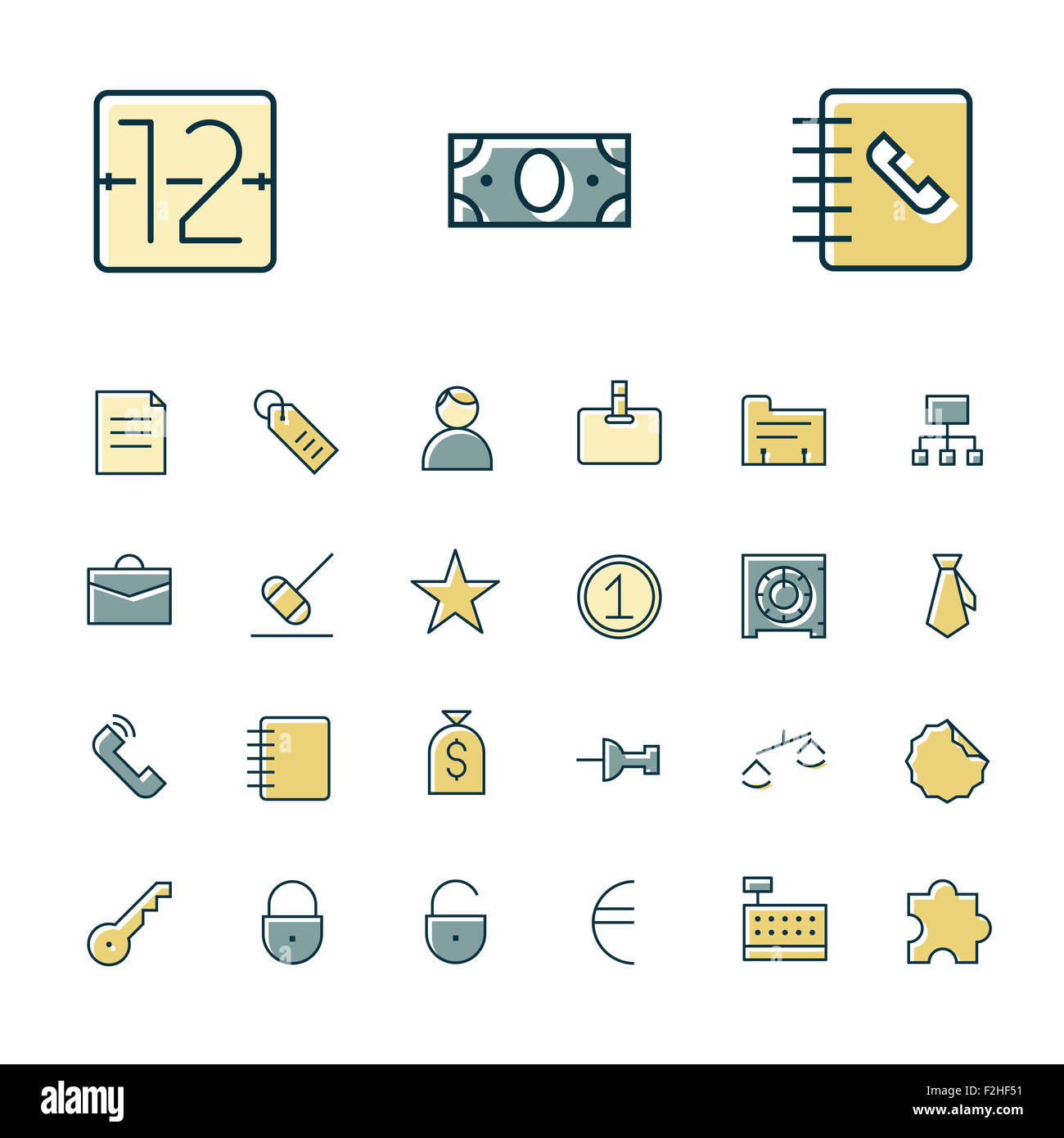 Sottile linea di icone per business, il sistema bancario e finanziario. Foto Stock