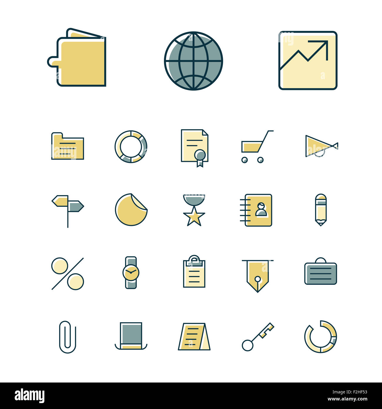 Sottile linea di icone per business, il sistema bancario e finanziario. Foto Stock