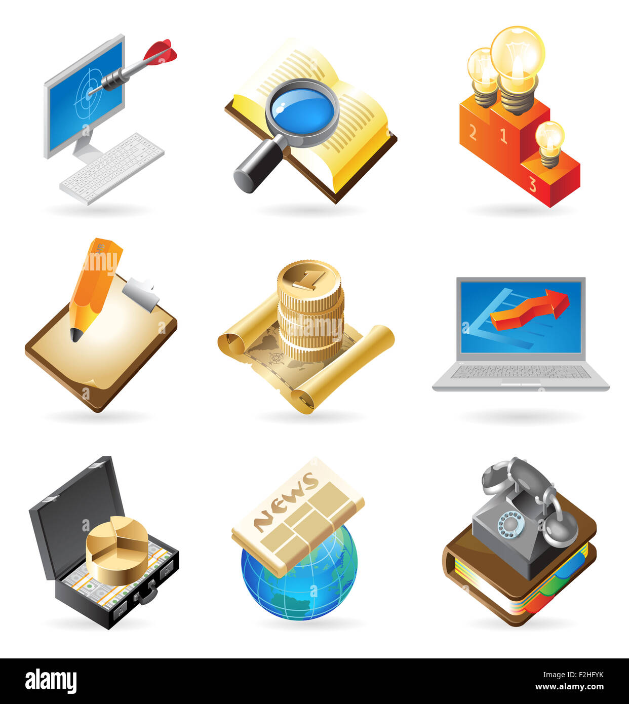 Concetto di icone per il business. Le illustrazioni per il documento, articolo o sito web. Foto Stock