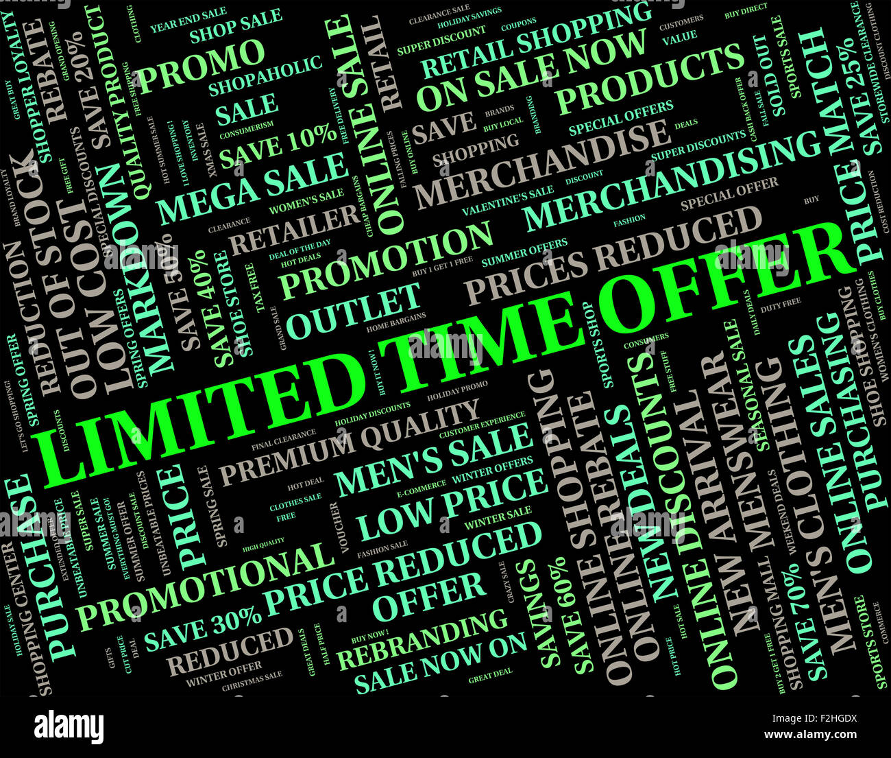 Offerta limitata nel tempo che indica la data di finitura e Offerte Foto Stock