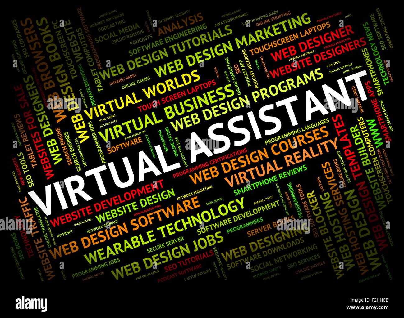 Assistente virtuale che indica in appalto e freelance Foto Stock