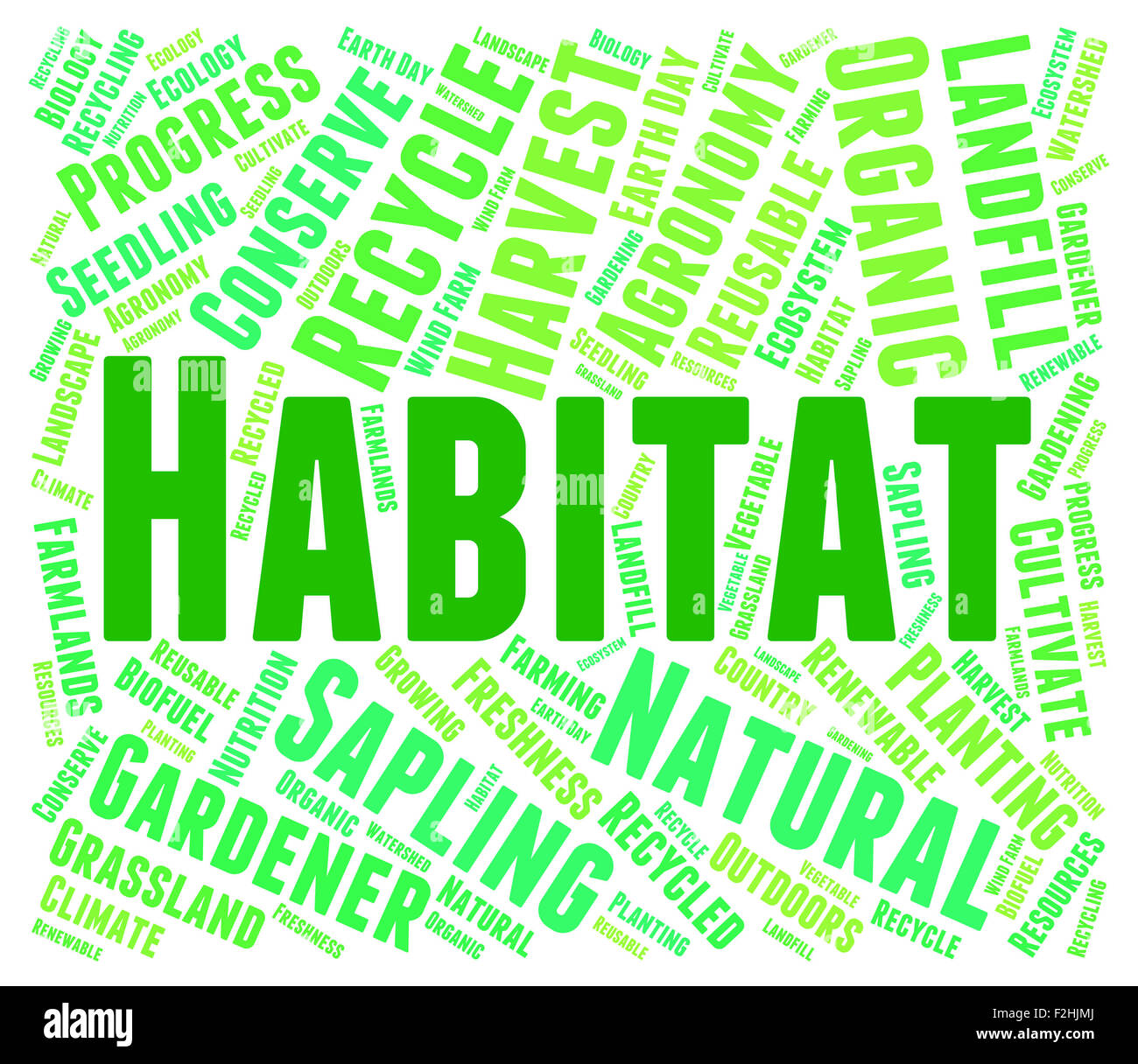 Parola di habitat che rappresentano il territorio di vegetali e di abitazione Foto Stock