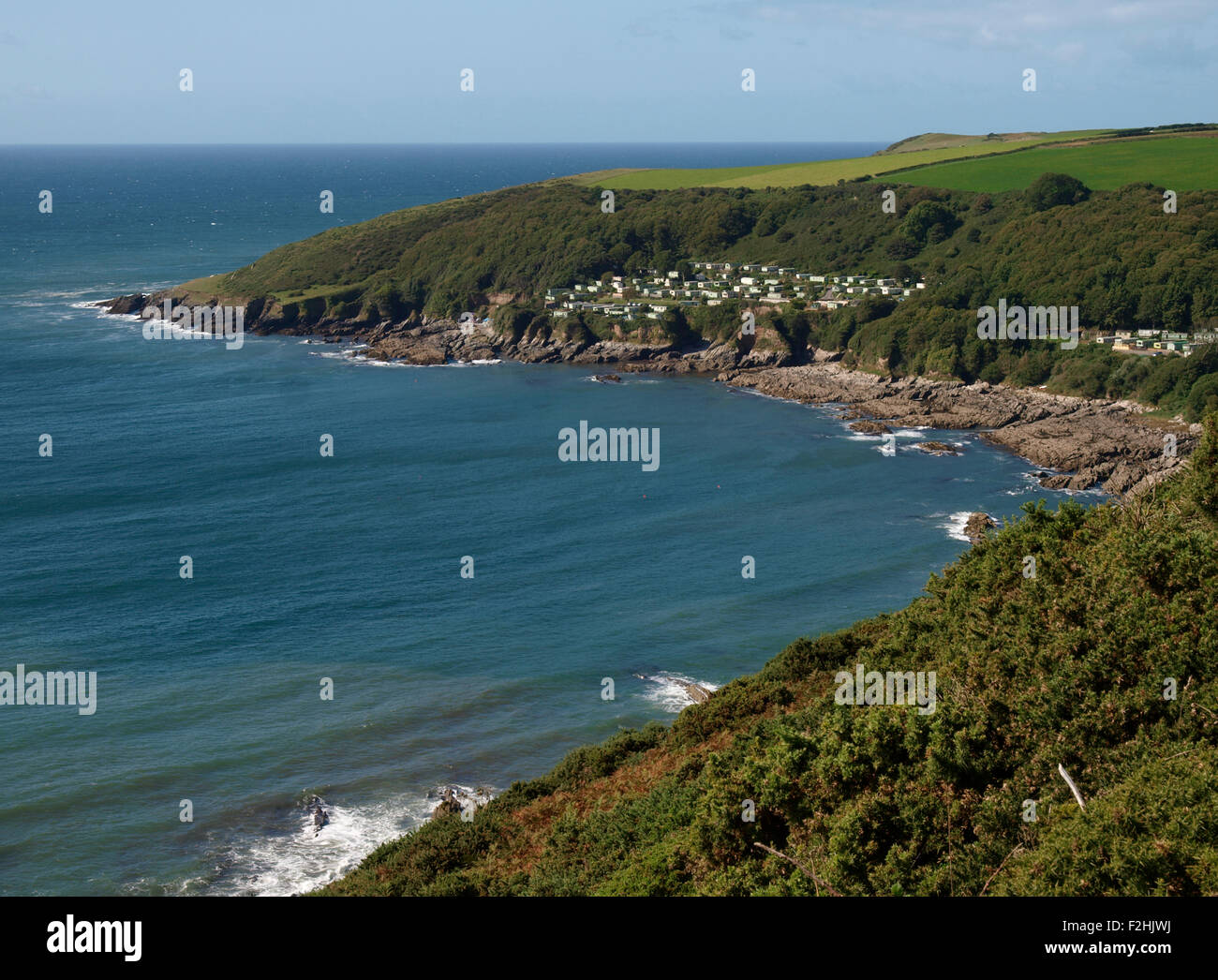 South Devon Coast vicino Noss Mayo, Devon, Regno Unito Foto Stock