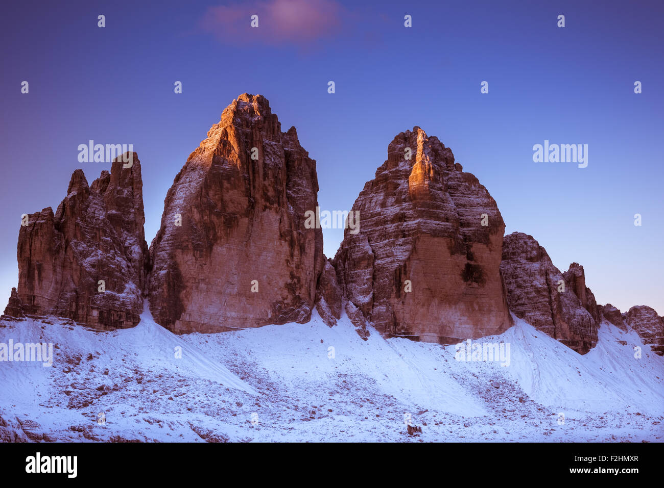 Drei Zinnen Lavaredo, Alpi dolomitiche Foto Stock