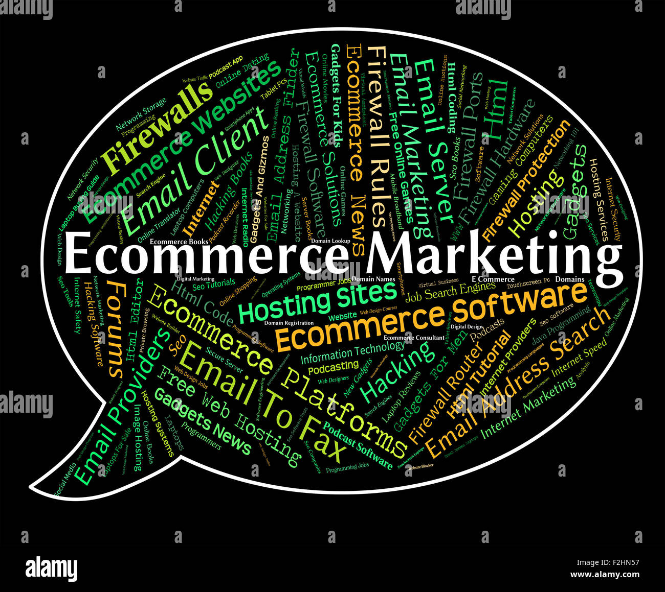 Ecommerce indicando Marketing Business Online e Word Foto Stock