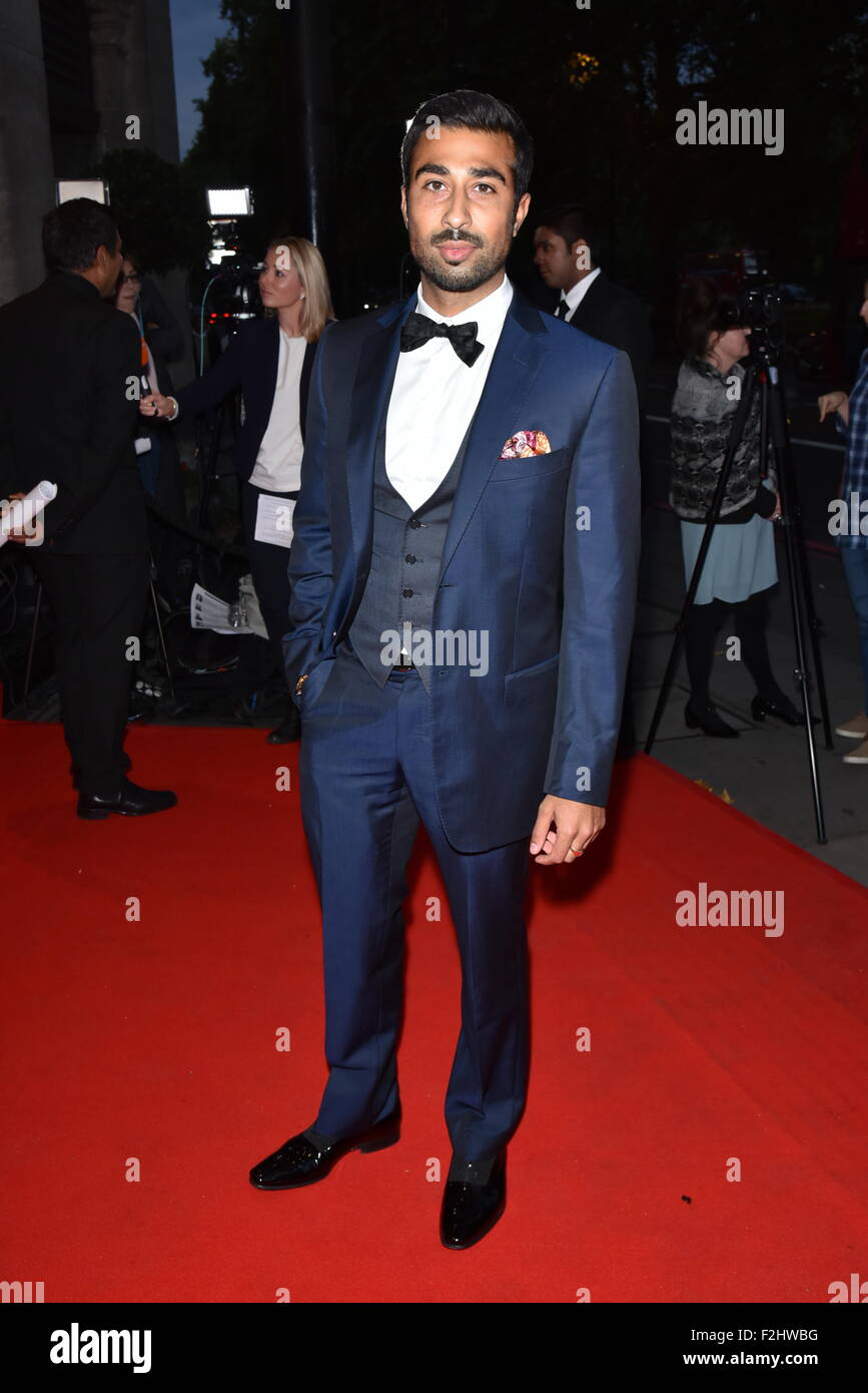 Londra, Regno Unito. 18 Settembre, 2015. Cherie Blair, Presidente della Fondazione Loomba e un host di celebrità e vip ospiti assiste il XV Asian Achievers Awards 2015 con Grosvenor House Hotel di Londra. Credito: Vedere Li/Alamy Live News Foto Stock