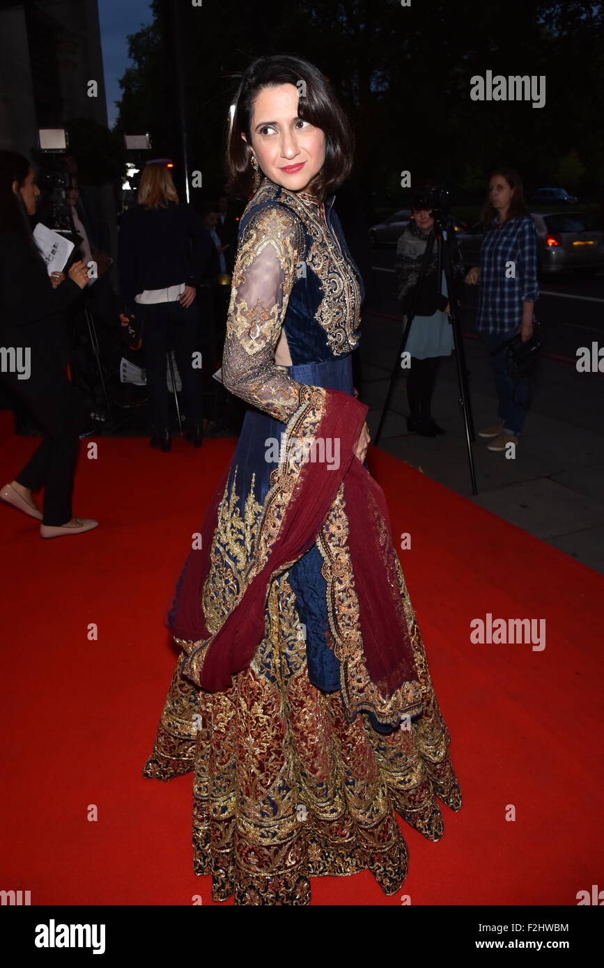 Londra, Regno Unito. 18 Settembre, 2015. Sangita Myska (BBC Presenter,Host) assiste il XV Asian Achievers Awards 2015 con Grosvenor House Hotel di Londra. Credito: Vedere Li/Alamy Live News Foto Stock