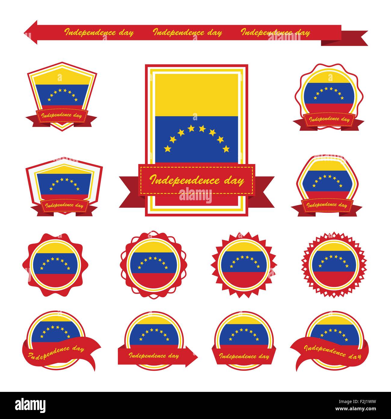 In Venezuela il giorno di indipendenza bandiere ed infografico design Illustrazione Vettoriale