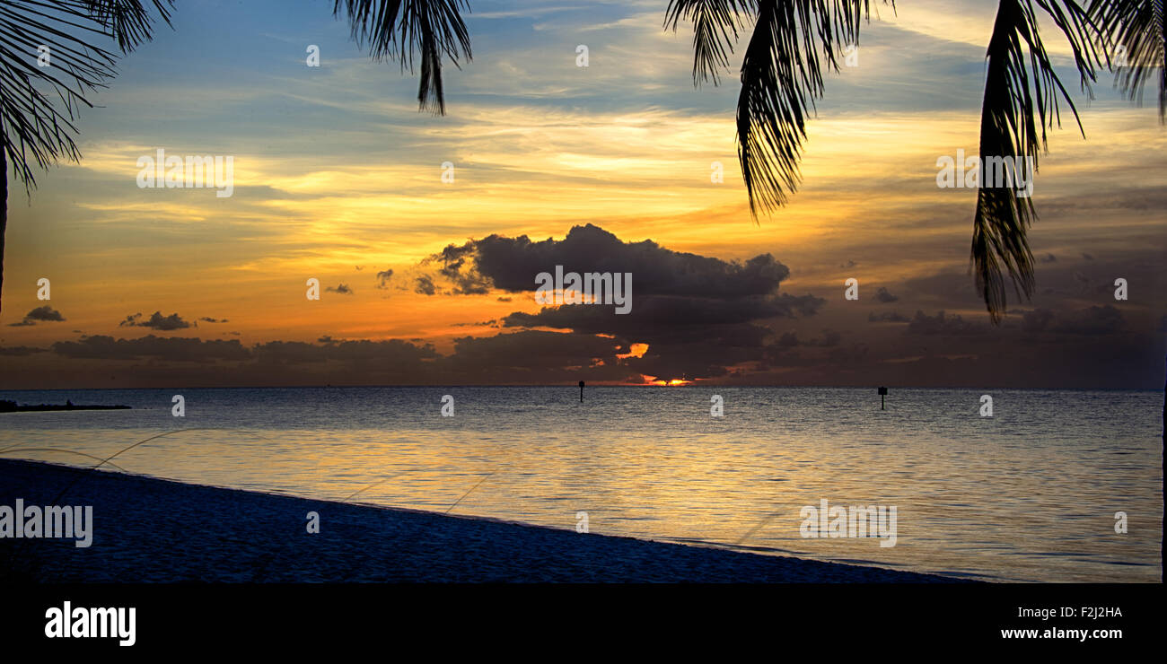 Tramonto sull'oceano Atlantico, Key West, Contea di Monroe, Florida, Stati Uniti d'America Foto Stock